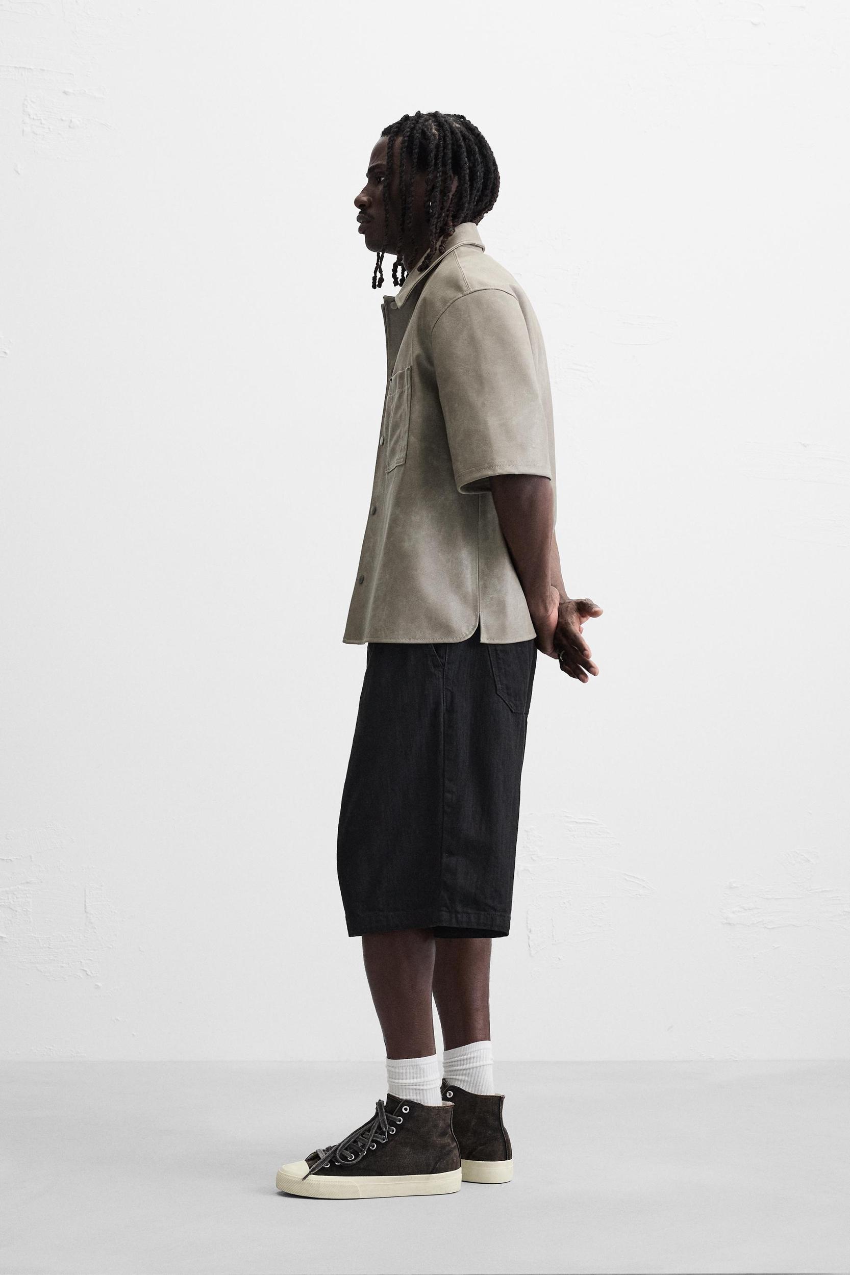 FAUX LEATHER OVERSHIRT Product Image