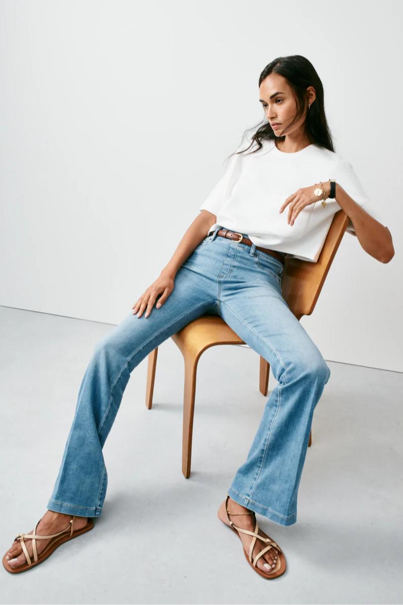 Everywear Flare Jeans- Stonewash Blue Product Image