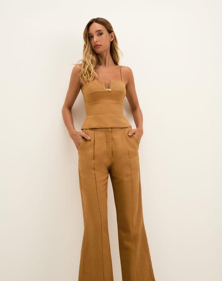 Prya Flared Ankle Pants - Toffee Product Image