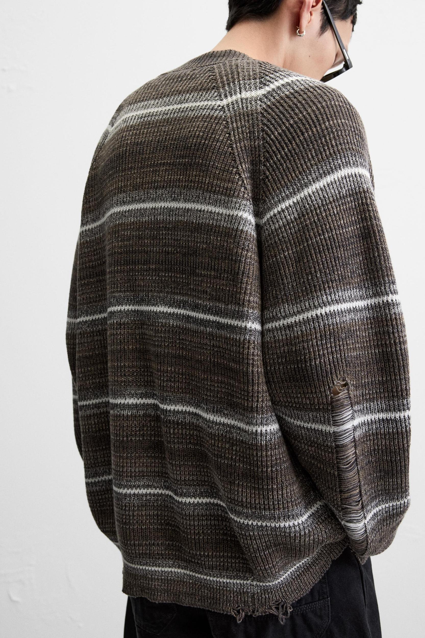 DISTRESSED STRIPED CARDIGAN Product Image