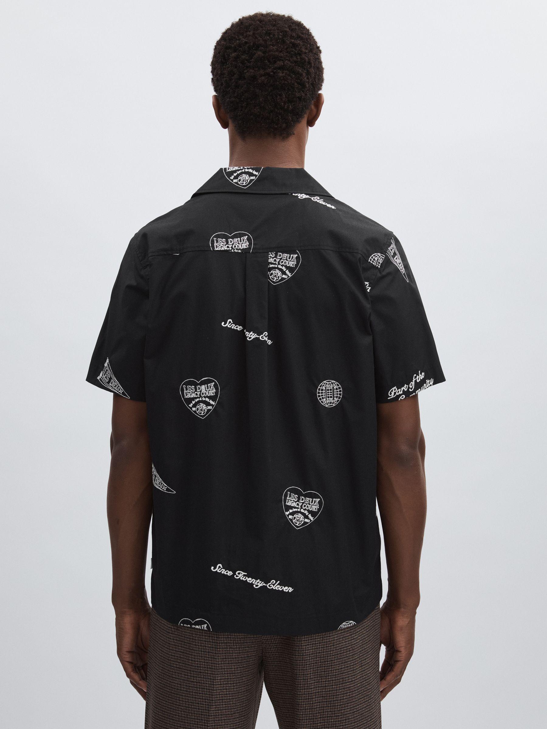 Les Deux Cotton Embroidered Shirt in Black Print Product Image