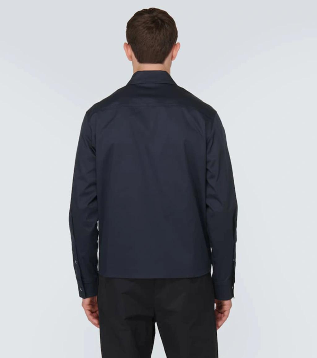 MONCLER Cotton Stretch Garbardine Zip-up Shirt Jacket In Navy Product Image