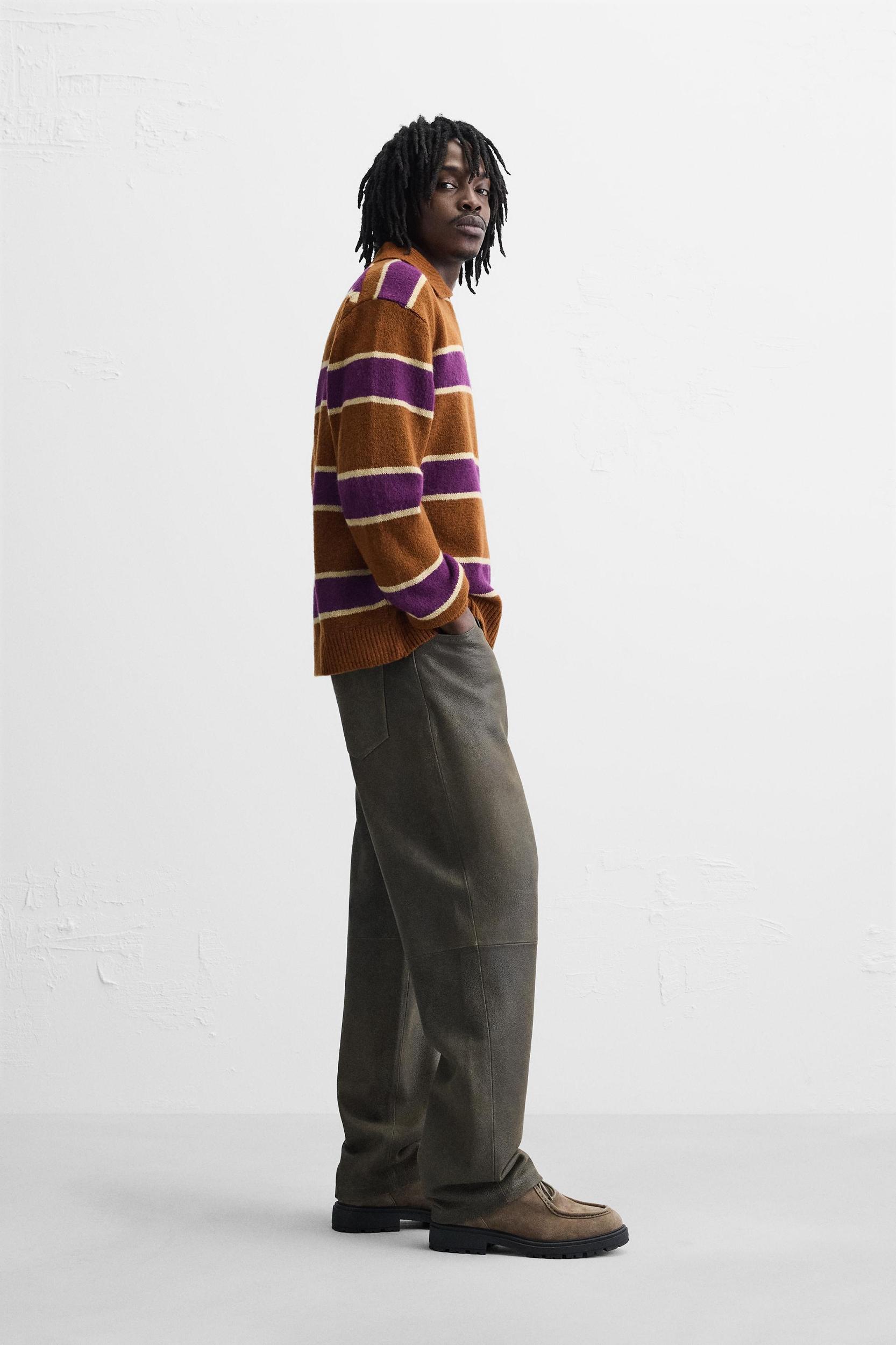 STRIPED KNIT POLO Product Image