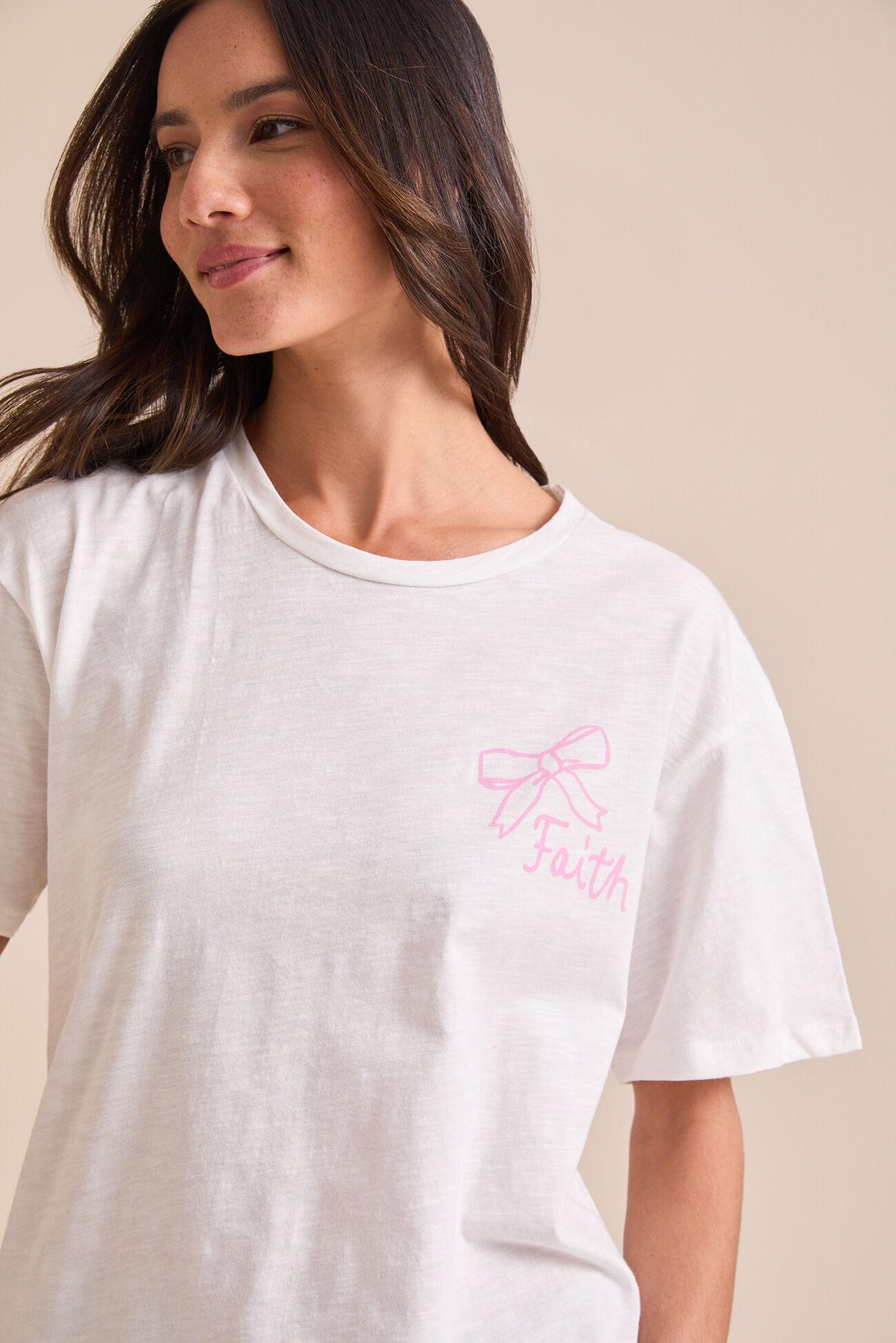 Faith Over Fear Bow Oversized Graphic Tee Product Image