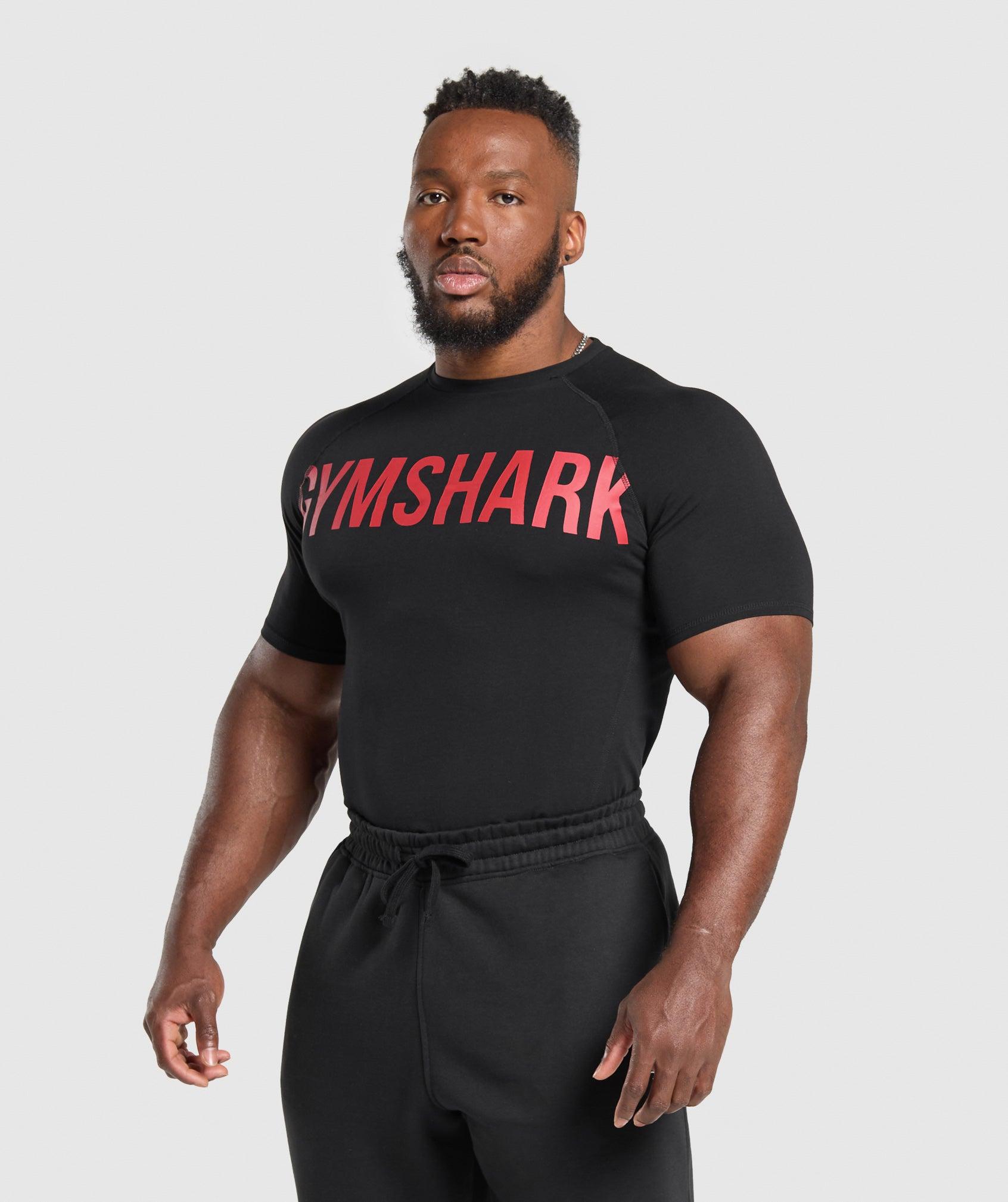 Gymshark Prime T-Shirt - Black/Vivid Red Male Product Image