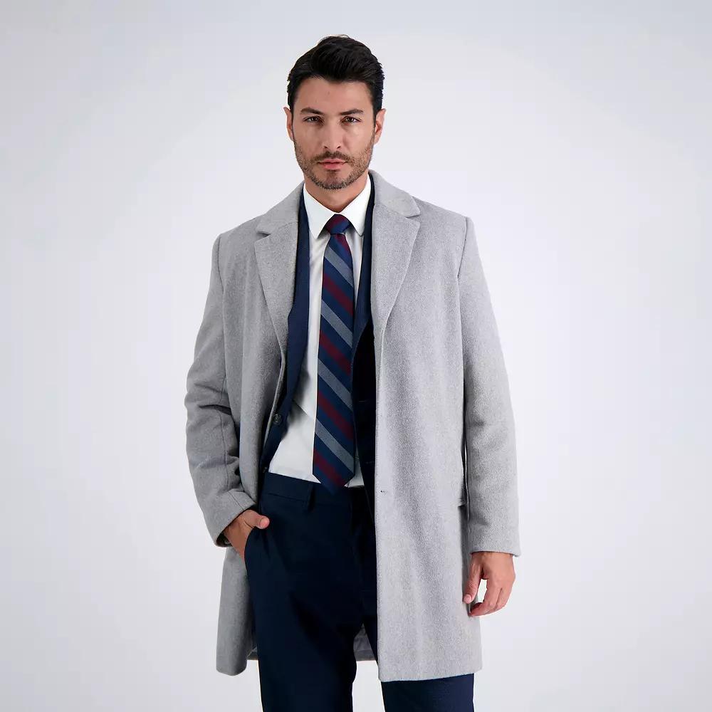 Mens Haggar Mid-Length Single Breasted Brushed Twill Topcoat Product Image