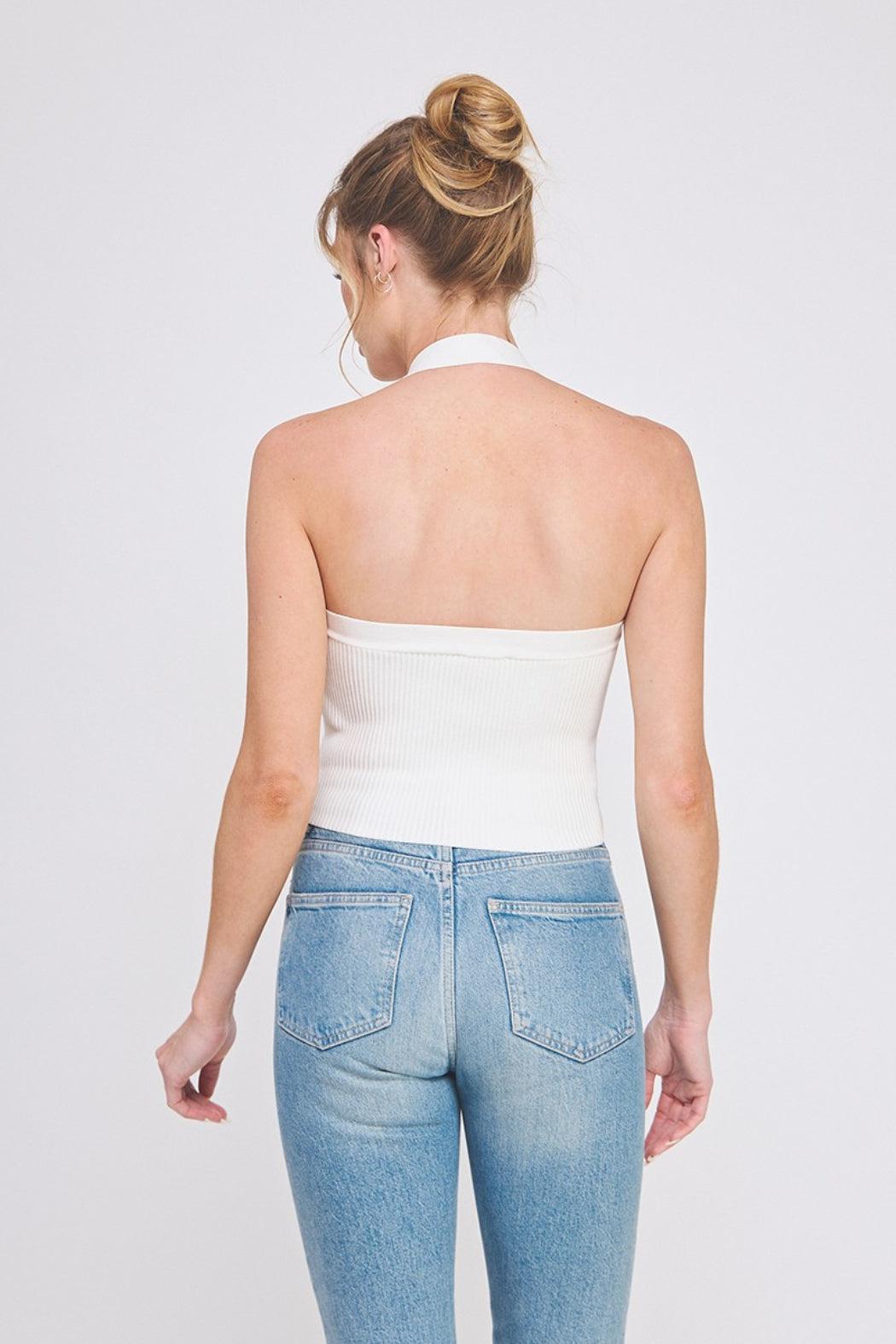 Halter Neck Ribbed Tank Top Product Image