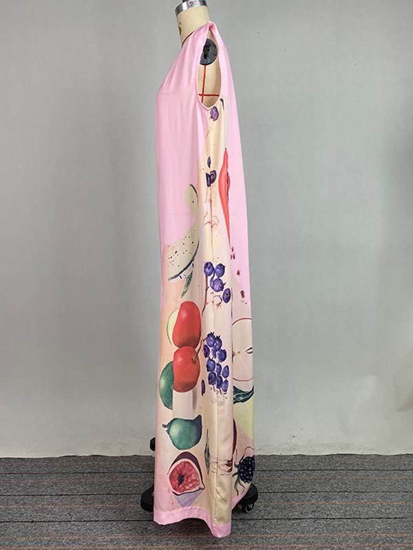 Loose Sleeveless Flower Print Round-Neck Jumpsuits Product Image