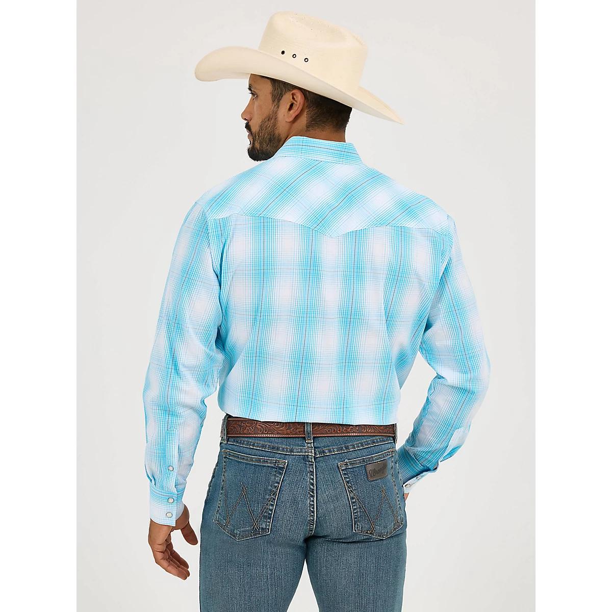 Men's 20X® Competition Advanced Comfort Long Sleeve Two Pocket Western Snap Shirt in Bright Sky Plaid Product Image
