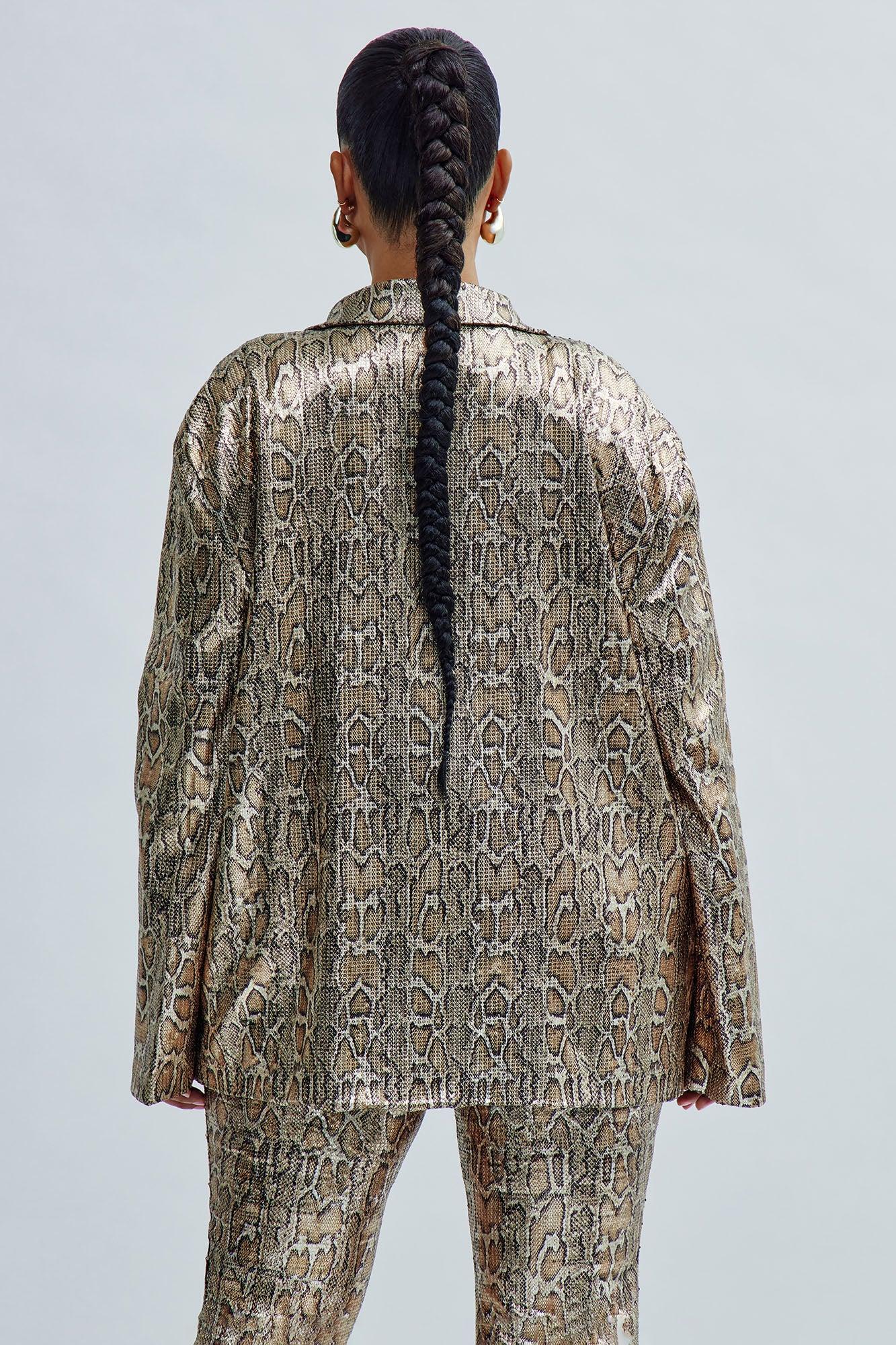 Hard To Get Leopard Sequin Blazer - Taupe/combo Product Image