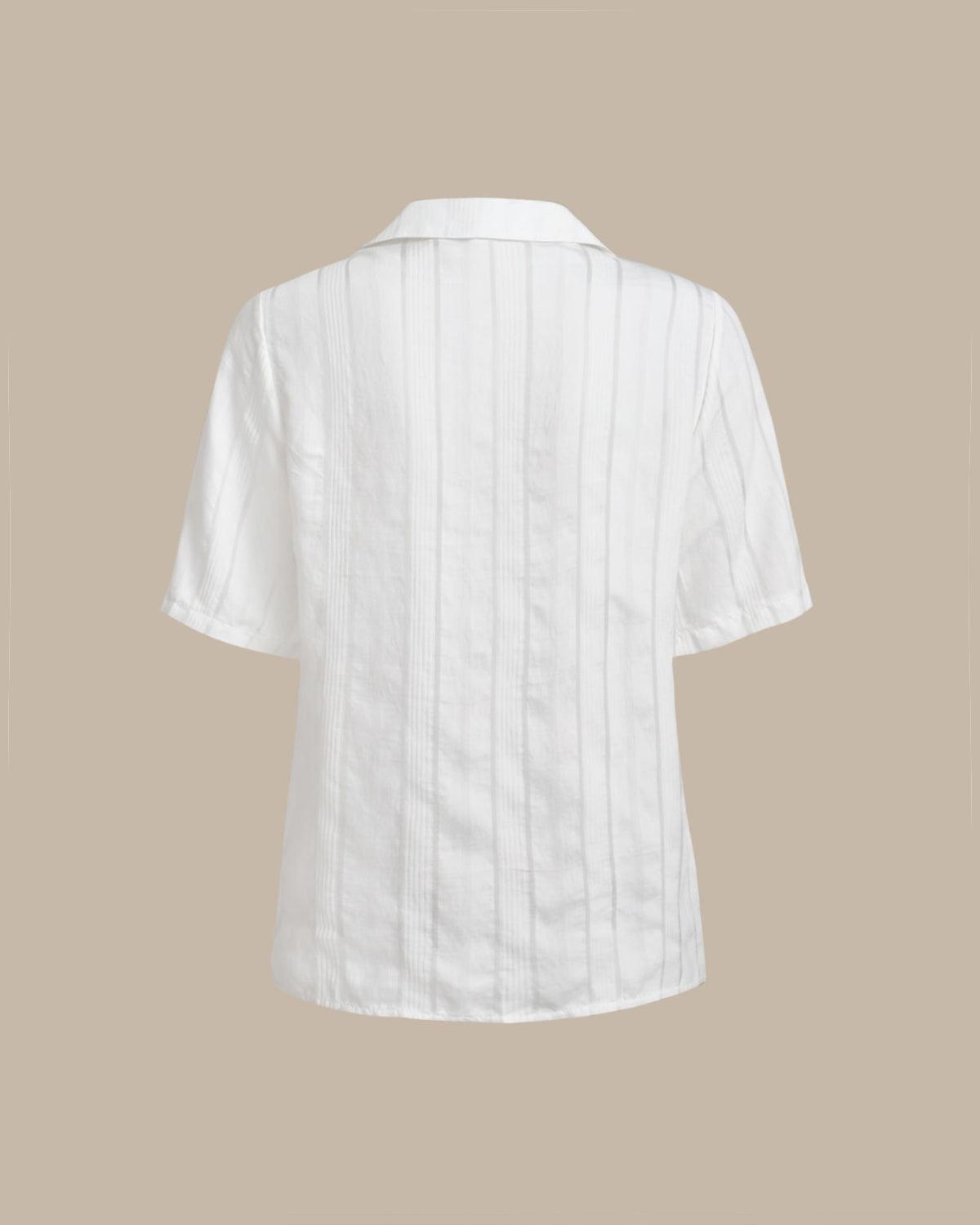 White Striped Button Blouse Product Image