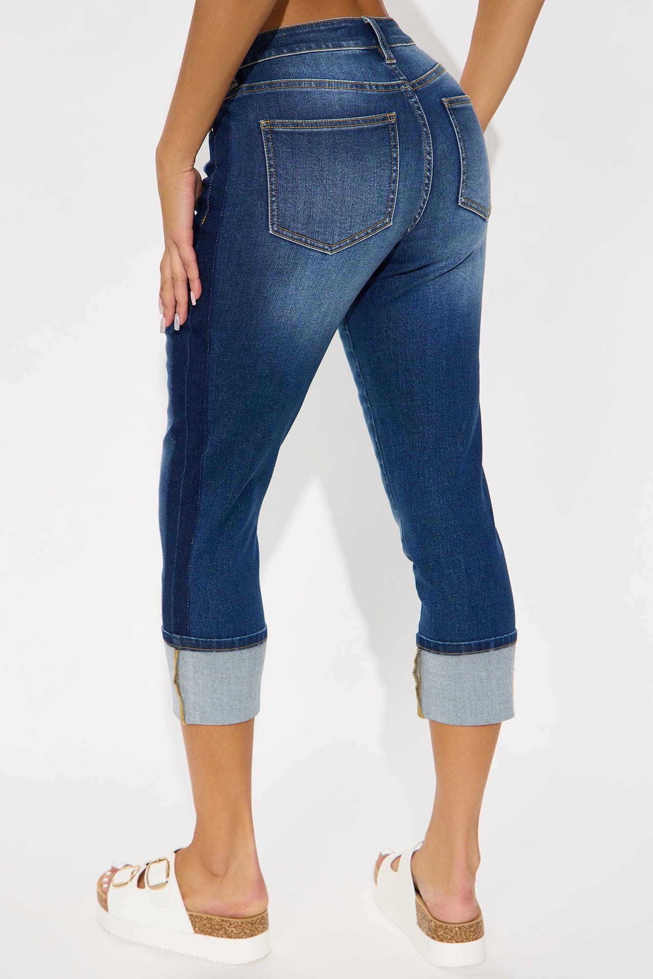 City Drift Cropped Cuff Straight Leg Jeans - Dark Wash Product Image
