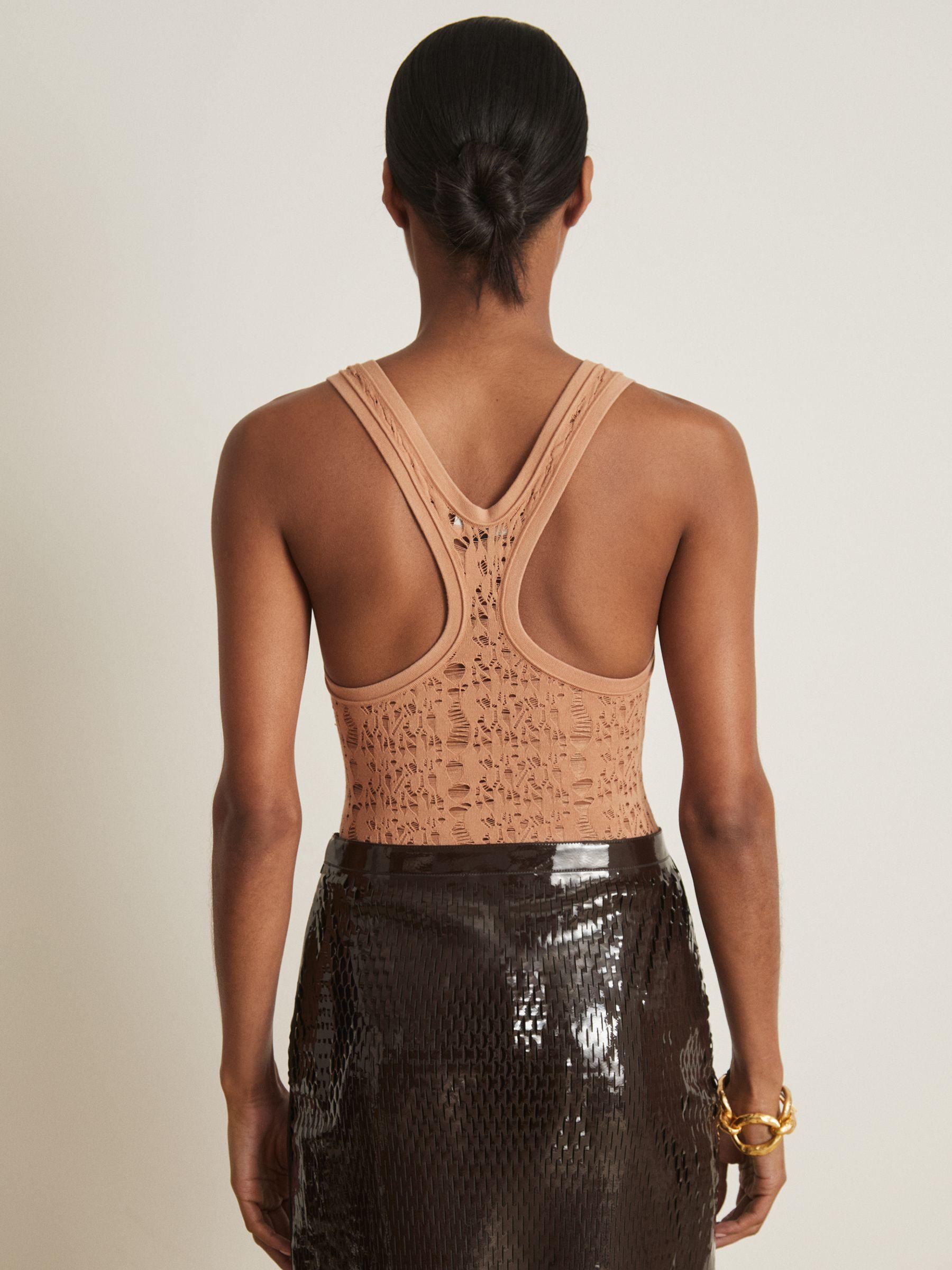 Atelier Ladder Knit High Neck Bodysuit in Tan Product Image