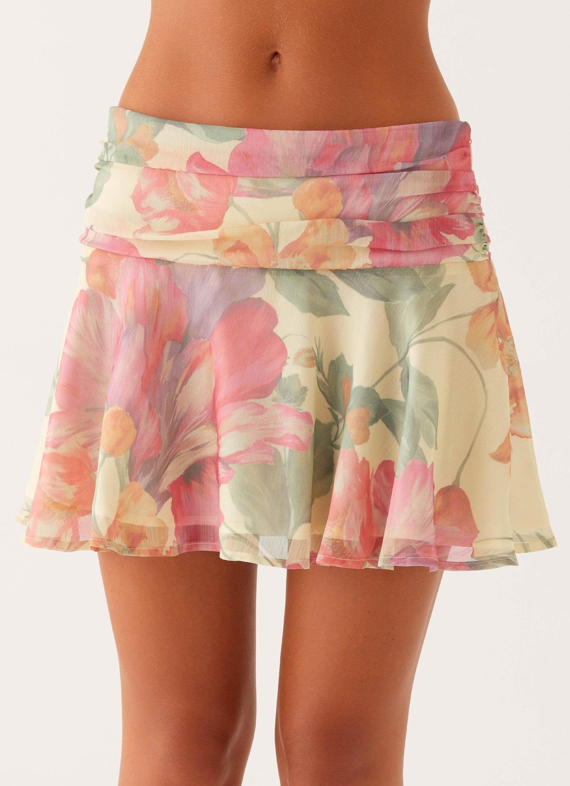 Chemistry Low Rise Mini Skirt - Yellow Peony Product Image