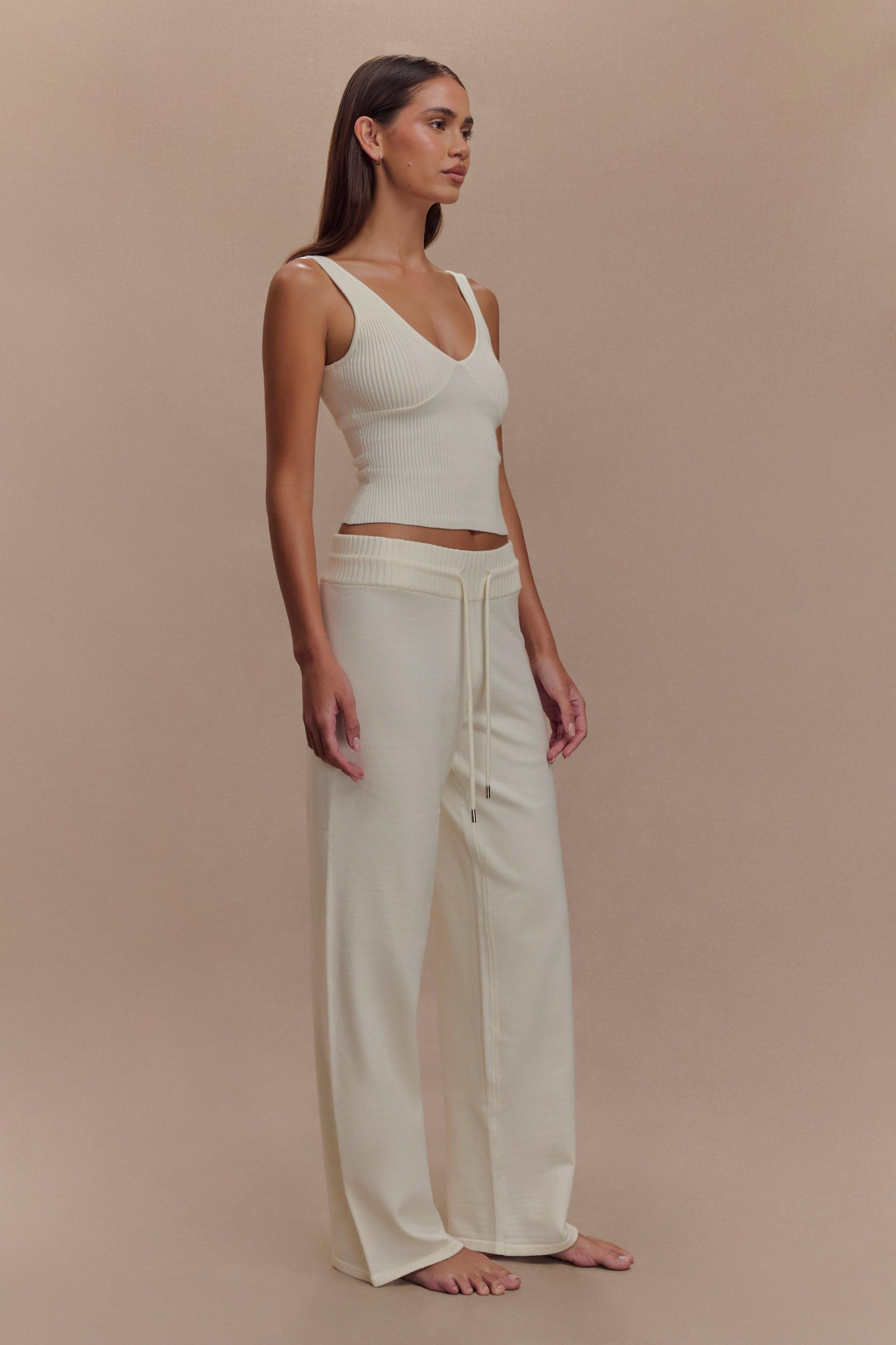 Natalya Knit Wide Leg Pants - Ivory Product Image