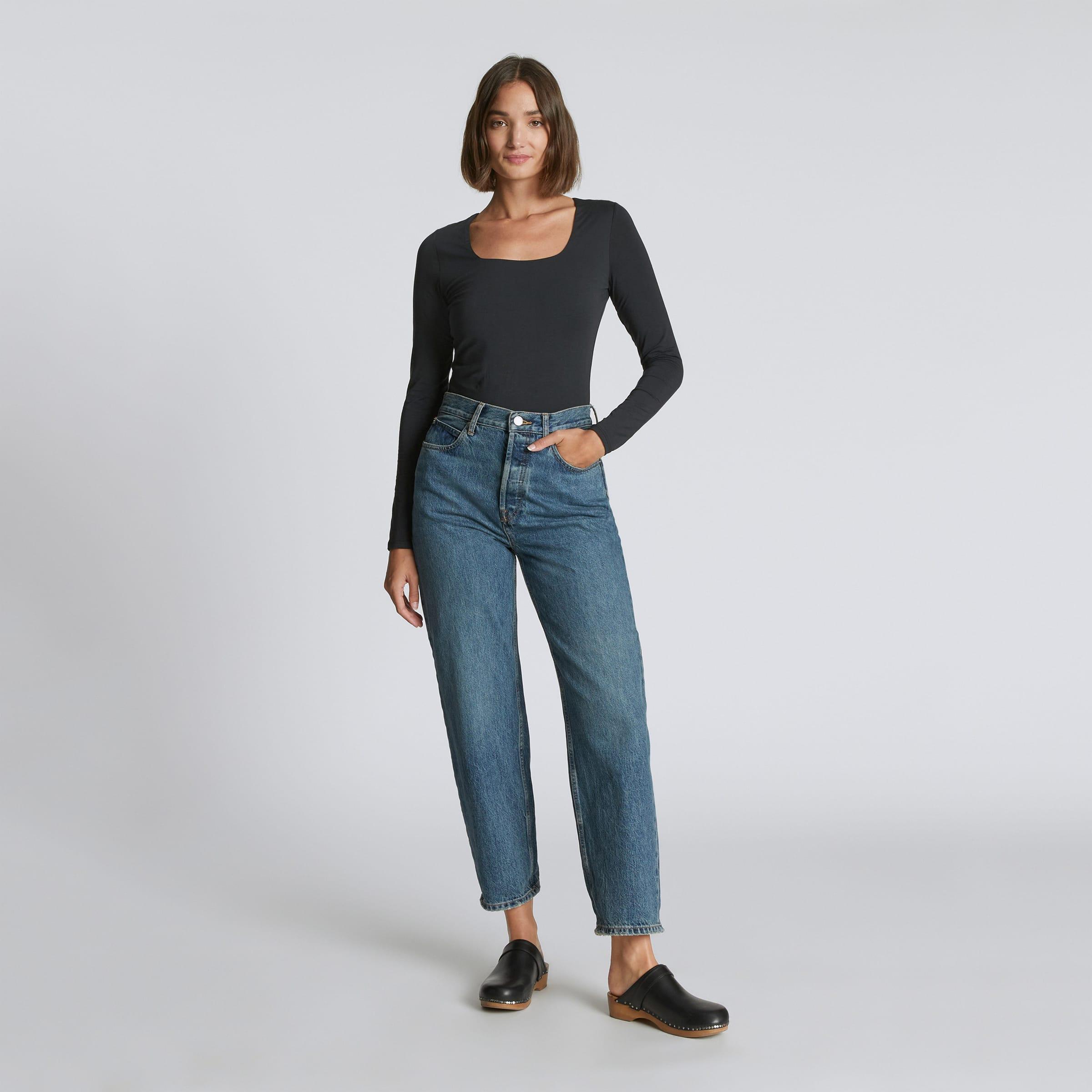 Womens Long-Sleeve Supima Square-Neck Bodysuit by Everlane Product Image