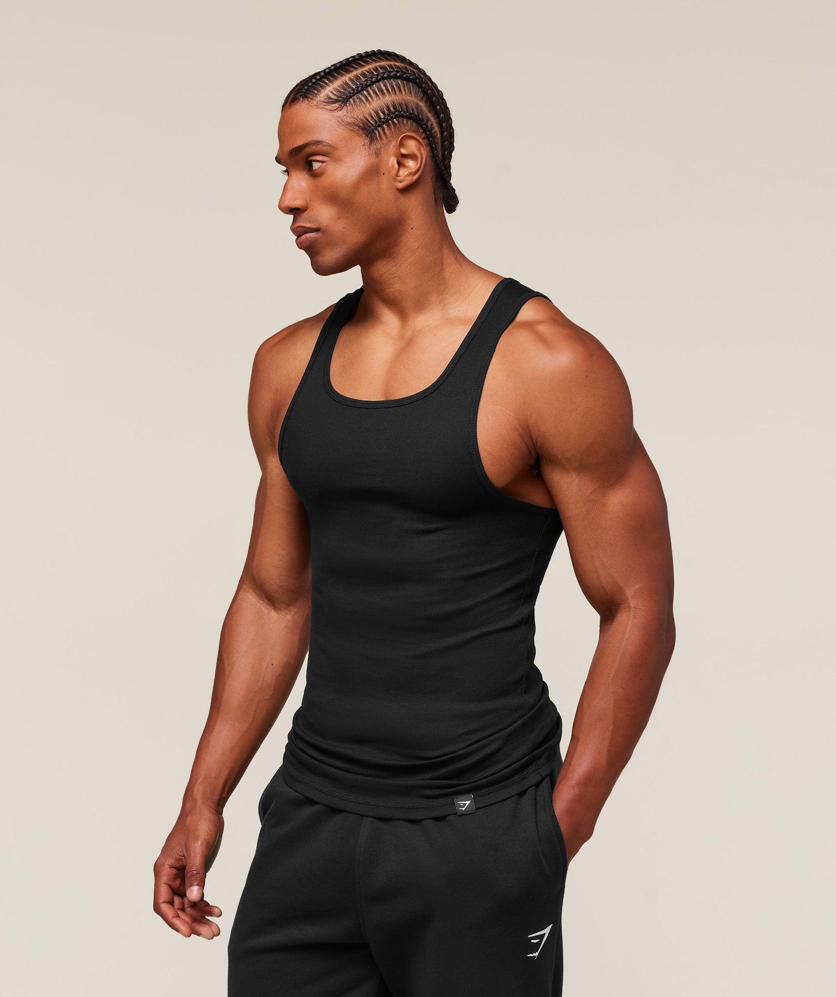 Gymshark Ribbed Tank 3 Pack - Black Male Product Image
