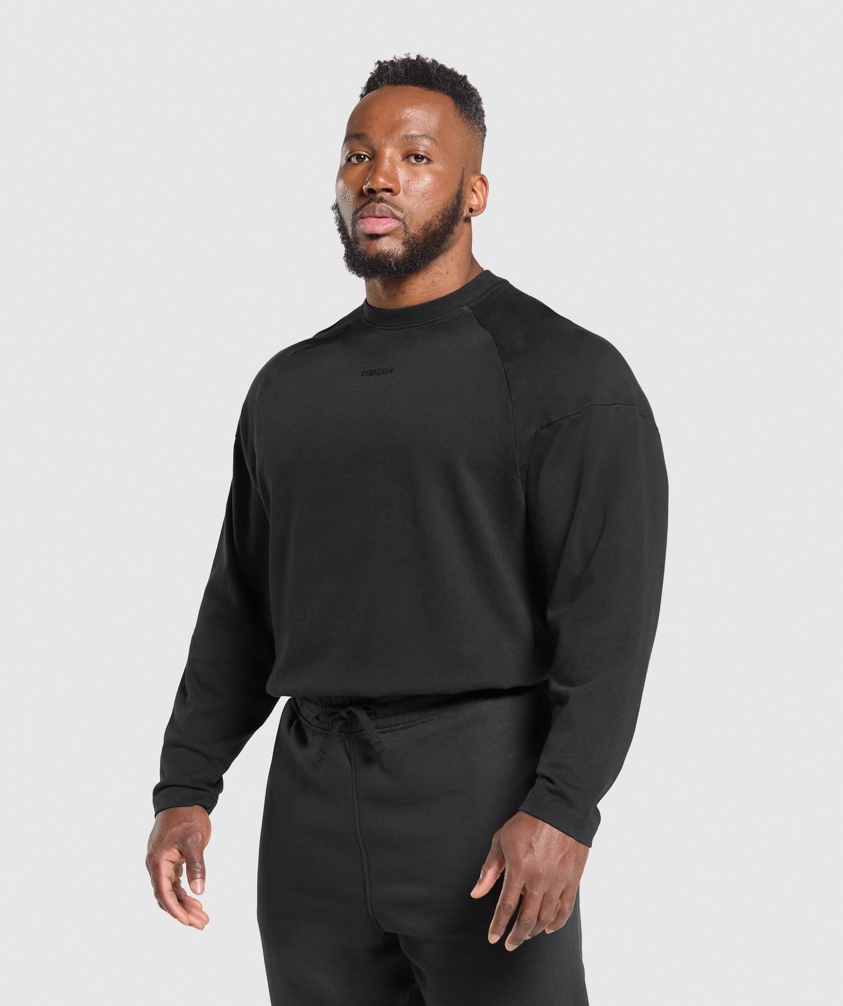 Gymshark Heavyweight Long Sleeve T-Shirt - Black Male Product Image