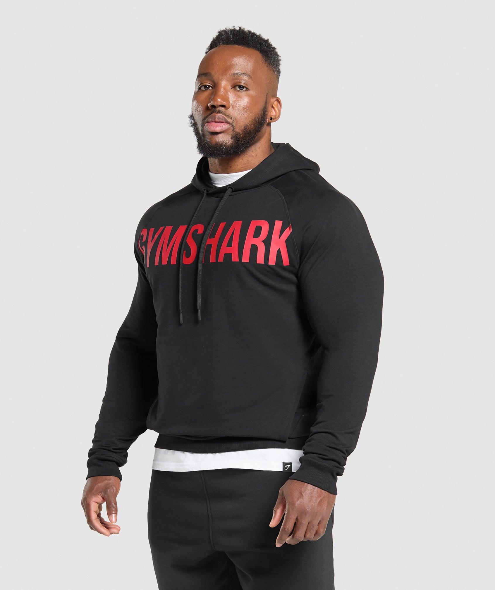 Gymshark Prime Hoodie - Black/Vivid Red Male Product Image