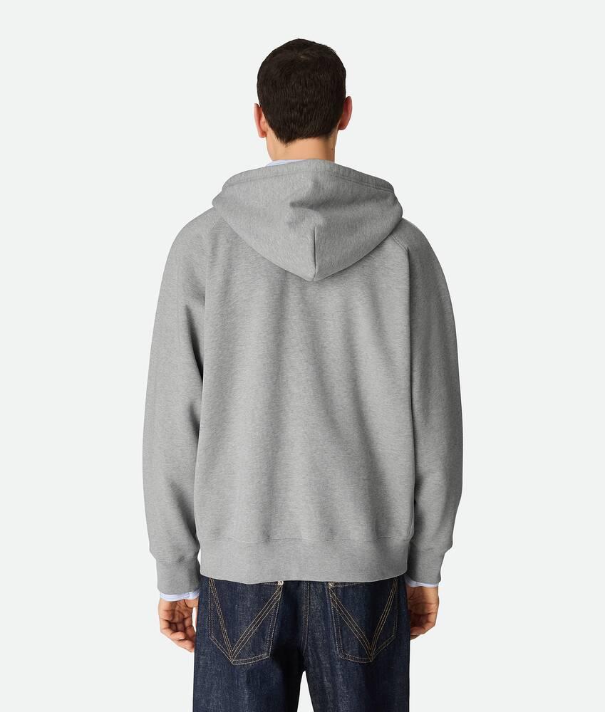 Men's Cotton Fleece Zip Hoodie in Pale grey melange Product Image