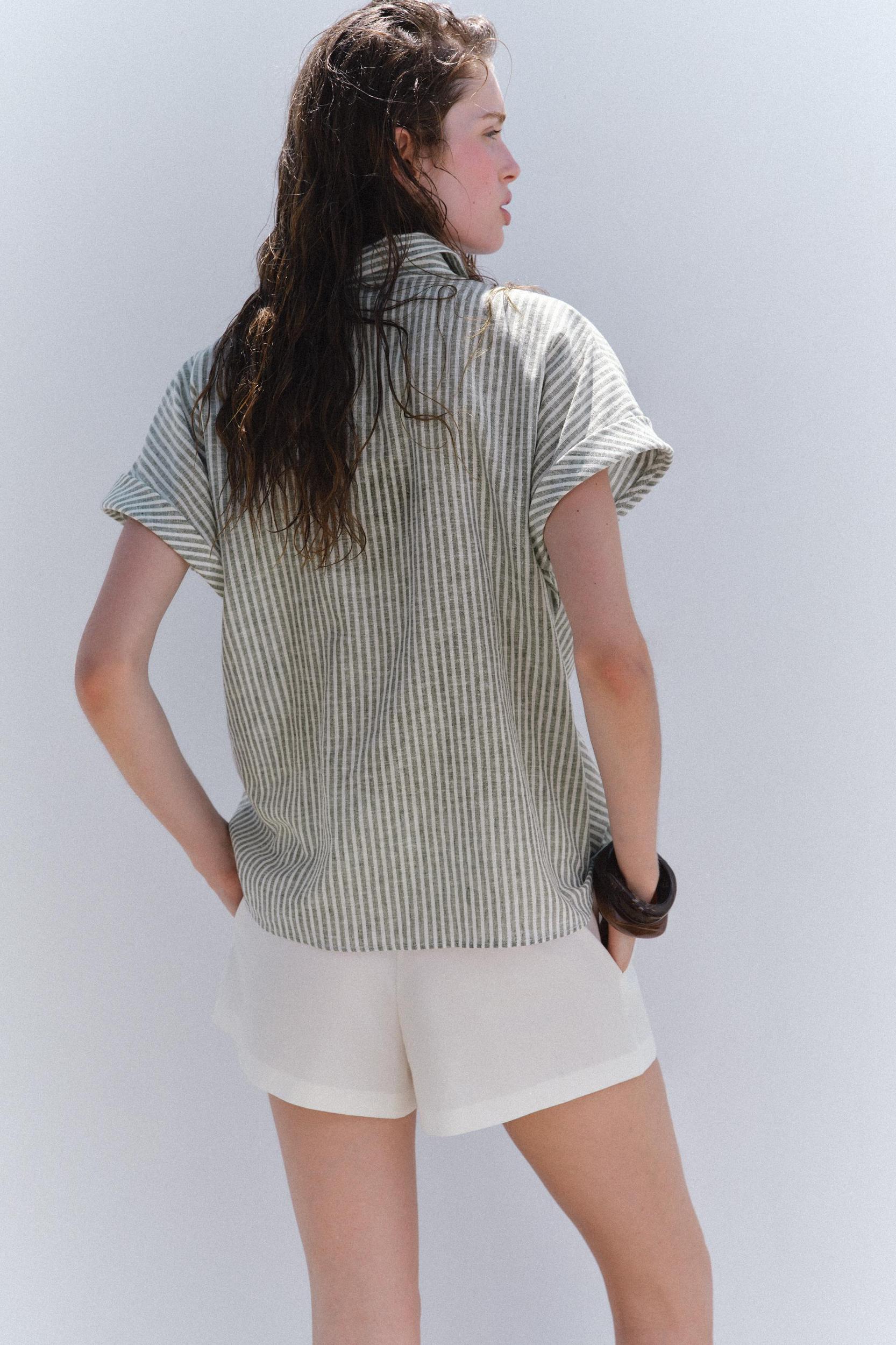 STRIPED KNOT LINEN SHIRT Product Image
