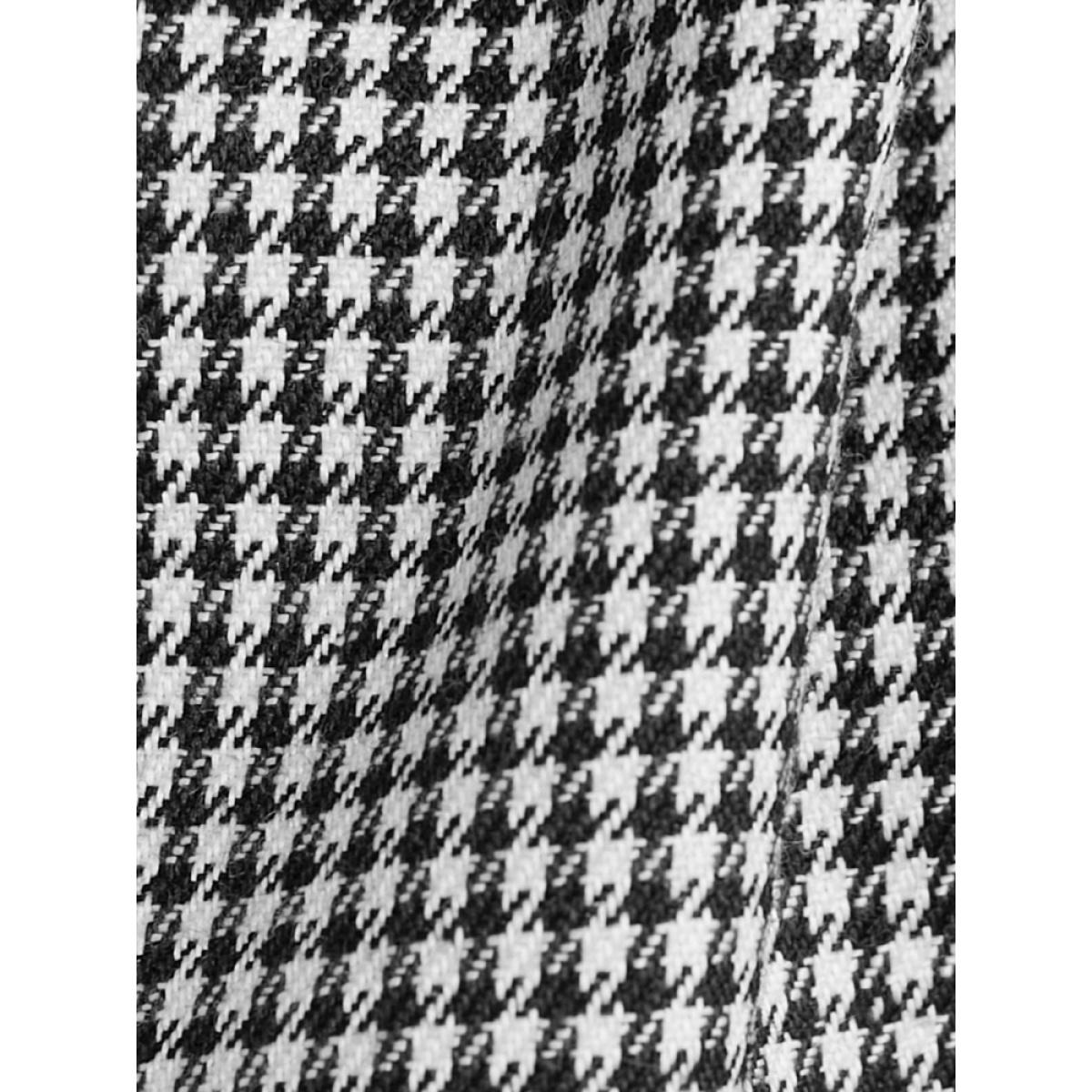 Plus Size Black Houndstooth Lantern Sleeve Wrap Blouse Without Belt Women Elegant Long Sleeve V-neck Dailywear Blouses BloomChic 14-16/1X Product Image