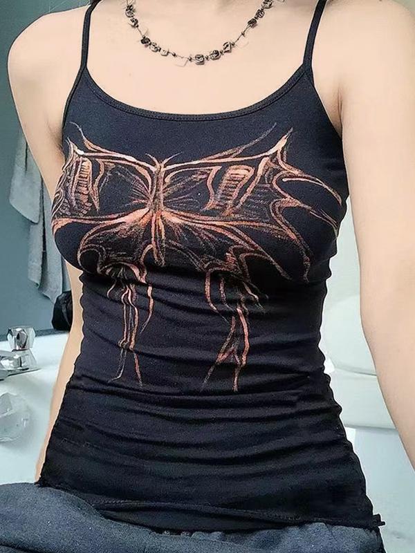Contrast Color Butterfly Print Cami Top Product Image