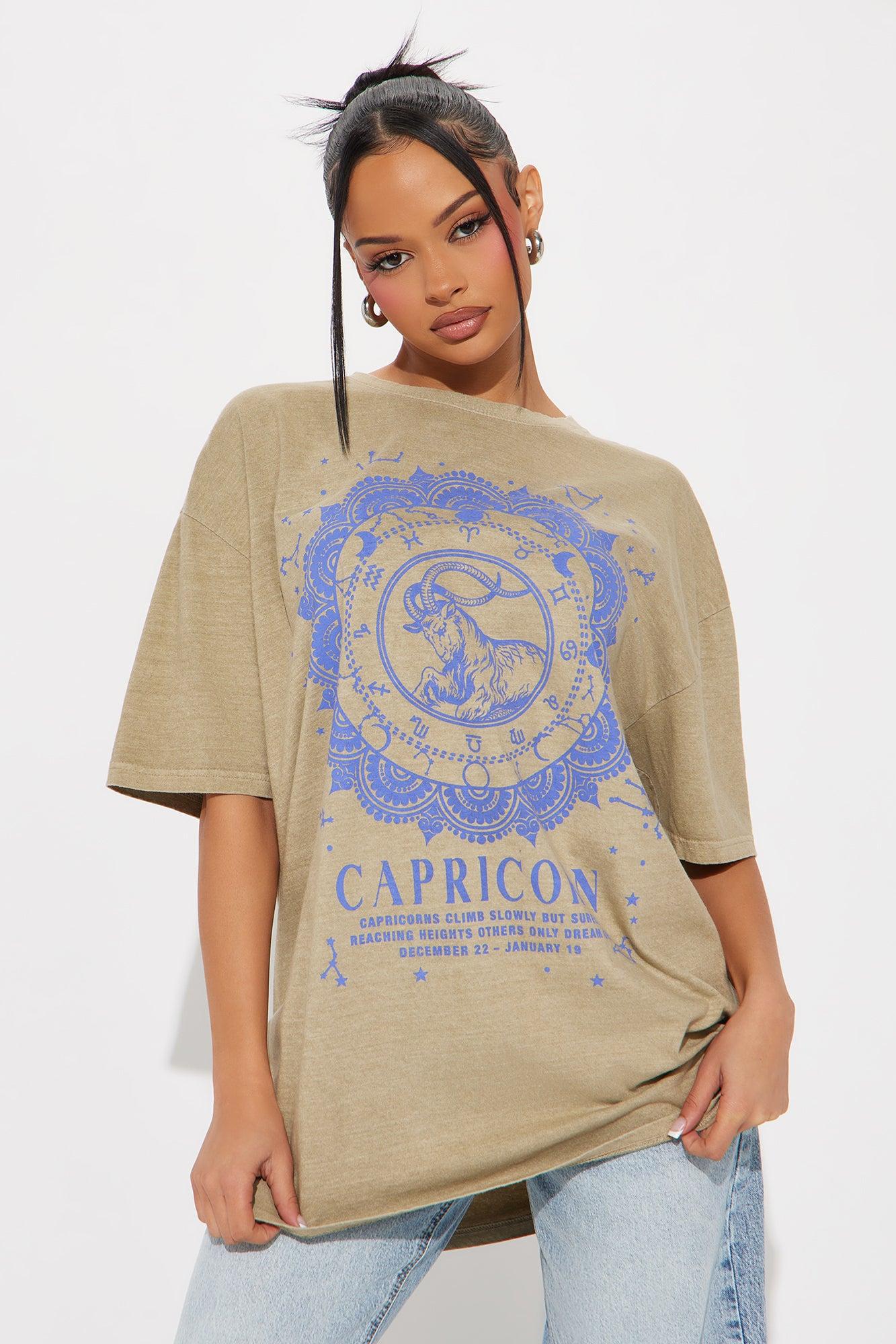 Capricorn Love Washed Oversized Tee - Khaki Product Image
