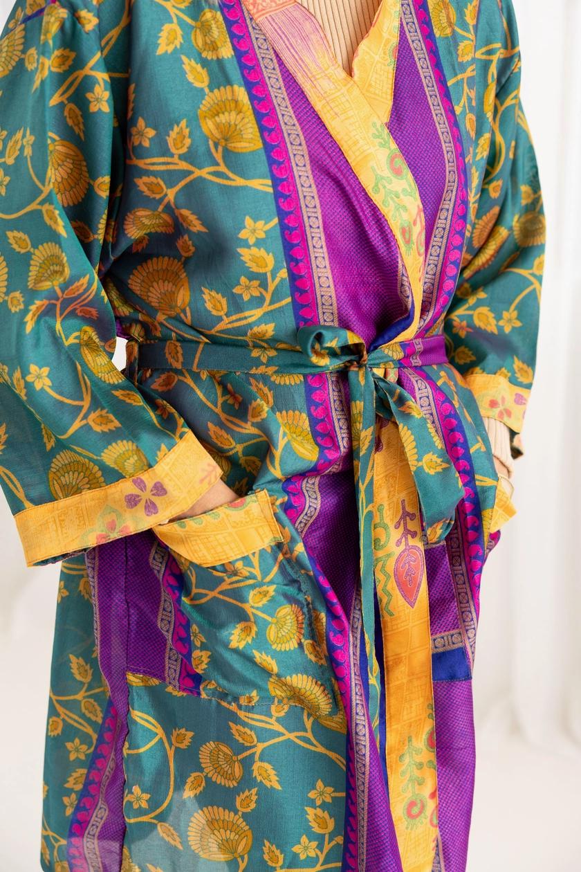 Silk Sari Kimono Knee Length Product Image