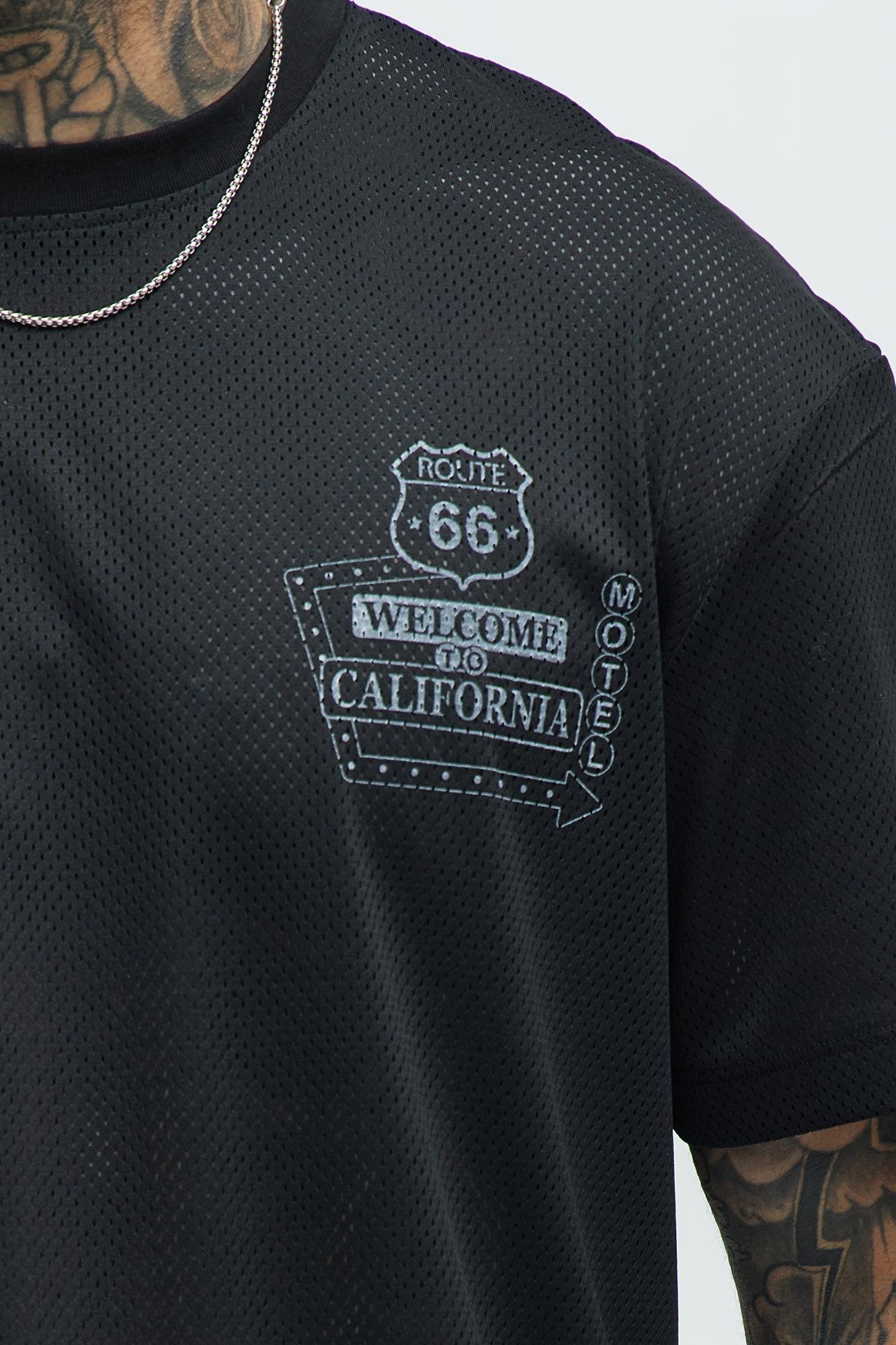 California Motel Relaxed Mesh Tee - Black Product Image