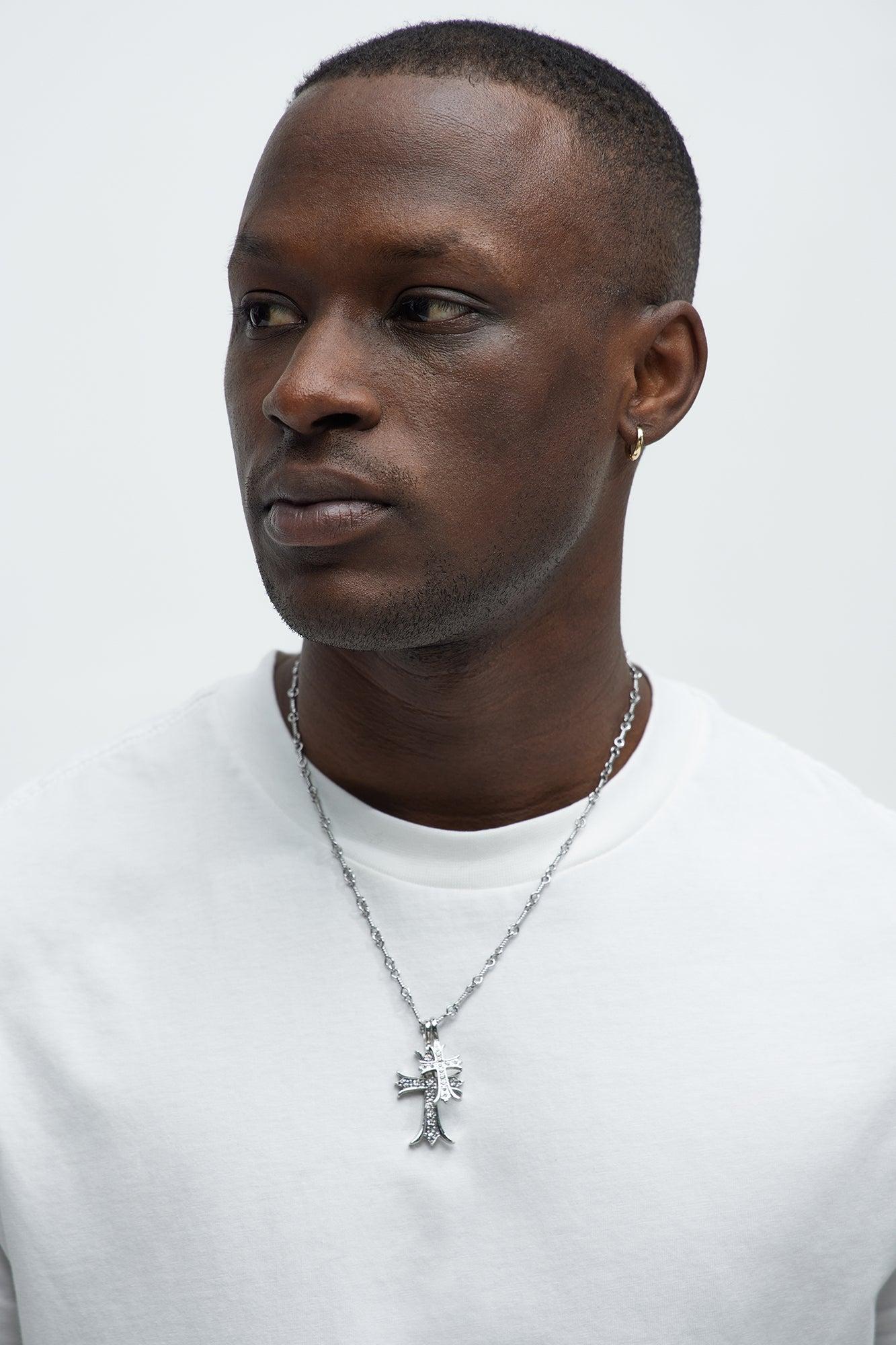 Nesconset Double Cross Necklace - Silver Product Image