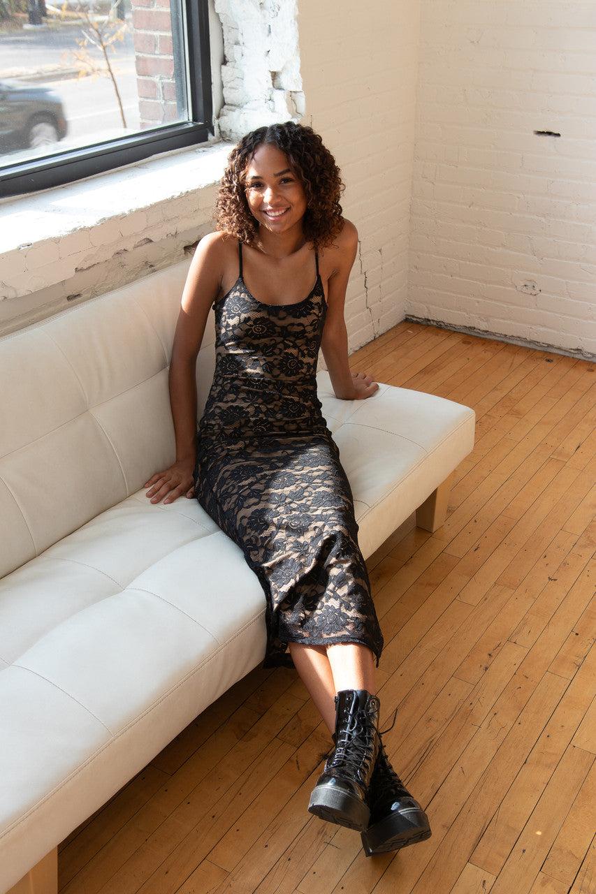 Rose Stretch Lace Maxi Dress Product Image