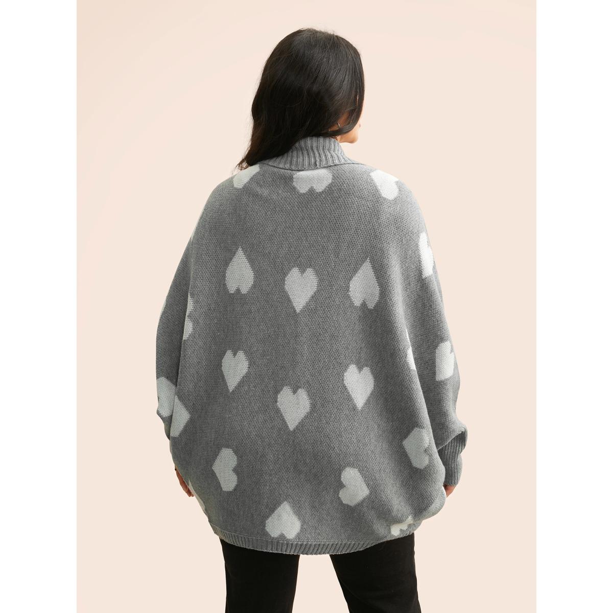 Plus Size Lapel Collar Heart Shaped Cardigan Mediumgray Women Casual Oversized Long Sleeve Everyday Cardigans BloomChic 18-20/2X Product Image