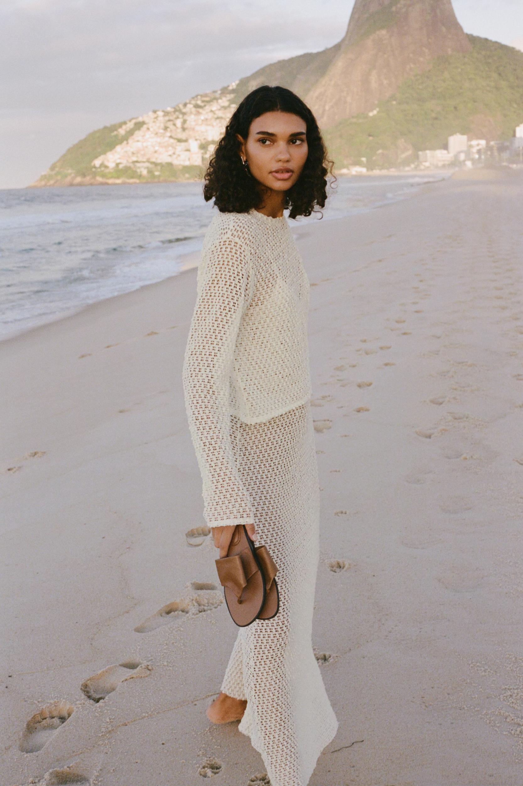 CROCHET LONG SLEEVE TOP Product Image