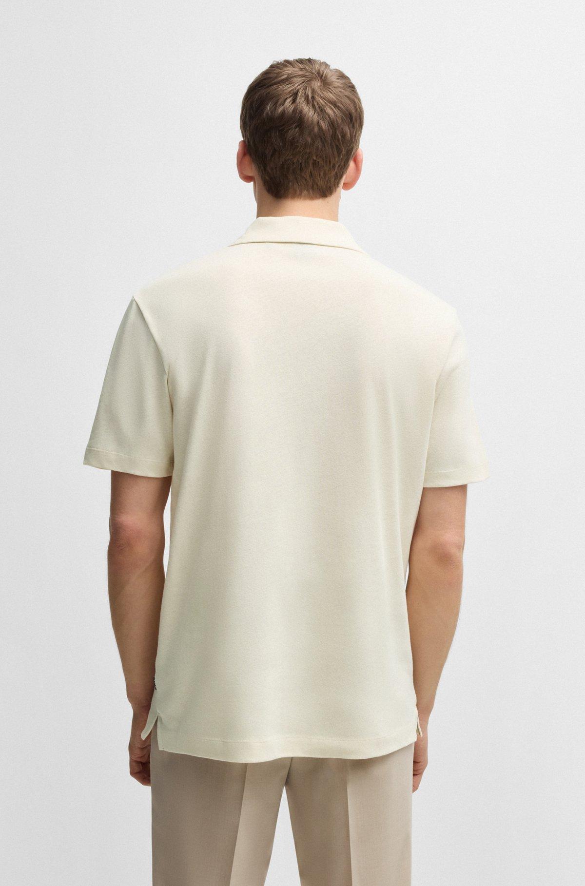 Cotton-linen polo shirt with Johnny collar Product Image