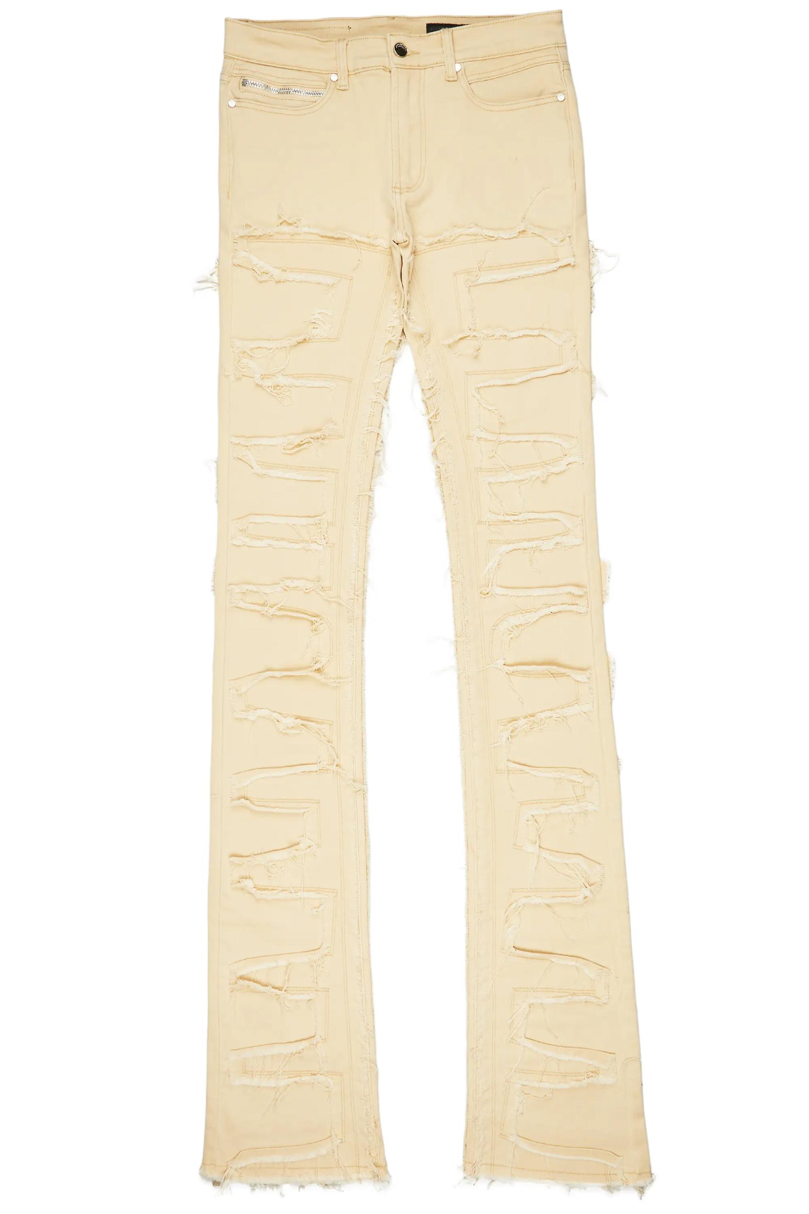 Hallie Beige Super Stacked Flare Jean Male Product Image