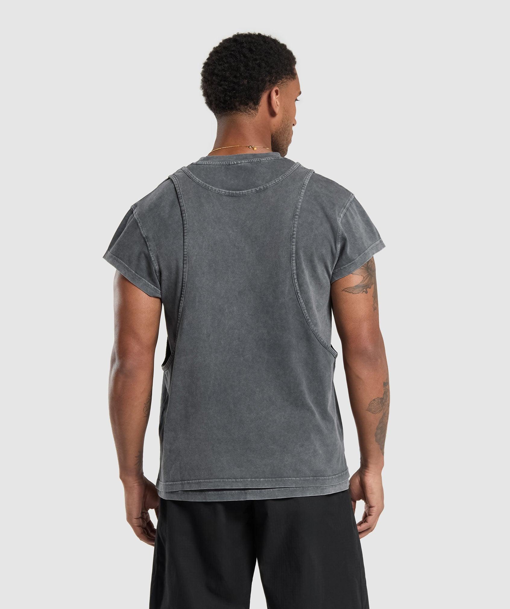 Gymshark Washed Double Layer T-Shirt - Black Male Product Image