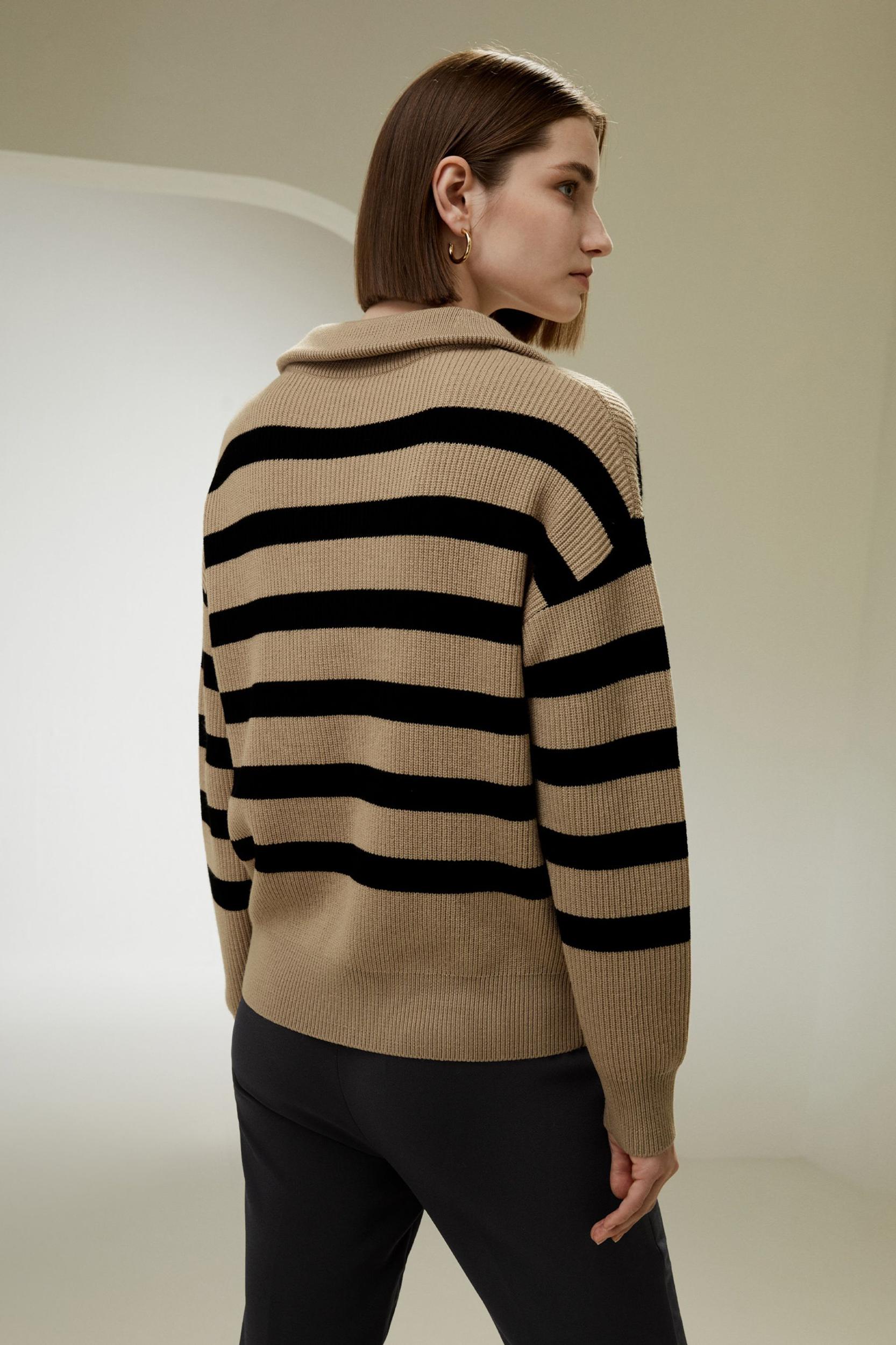 Collared Quarter-Zip Wool Sweater Product Image