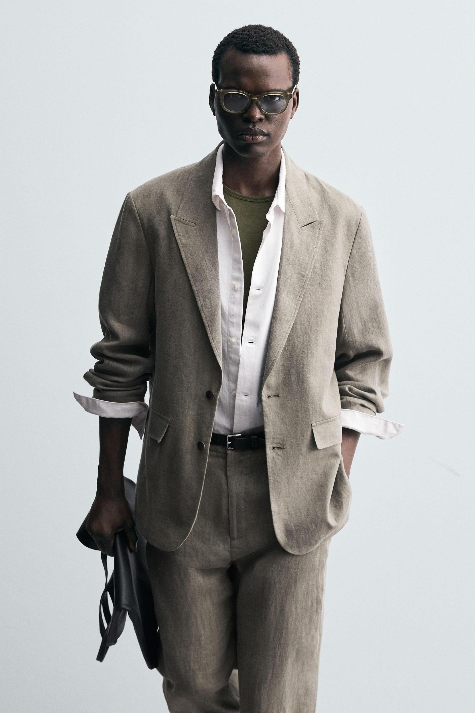 WASHED 100% LINEN SUIT BLAZER Product Image