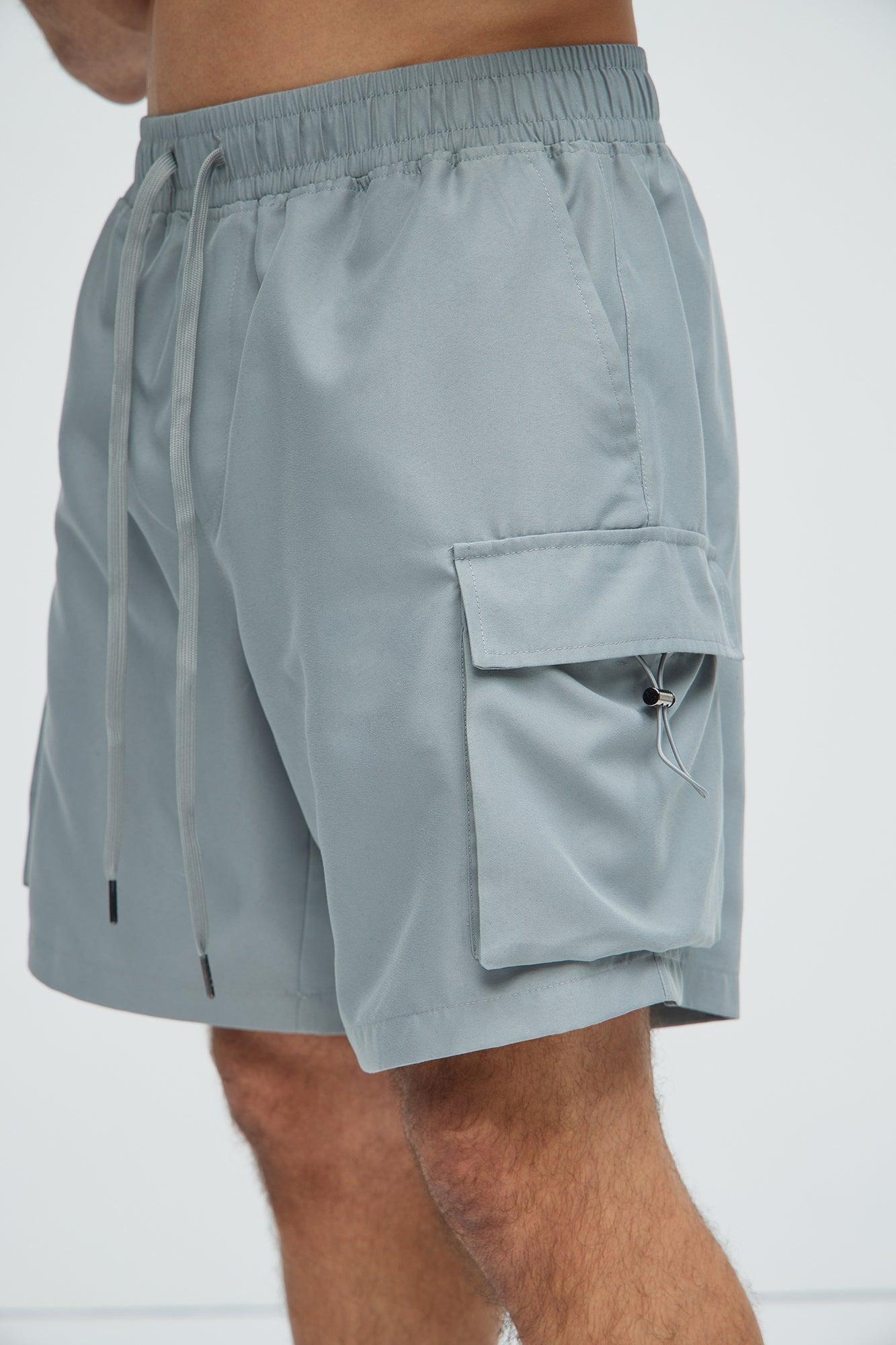 Keep It Coming Cargo Nylon Shorts - Grey Product Image