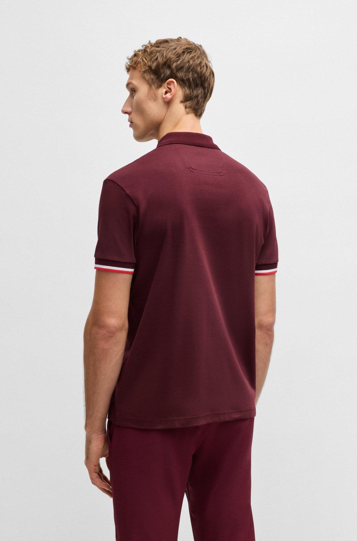 Paddy knit polo shirt in cotton with striped trims Product Image