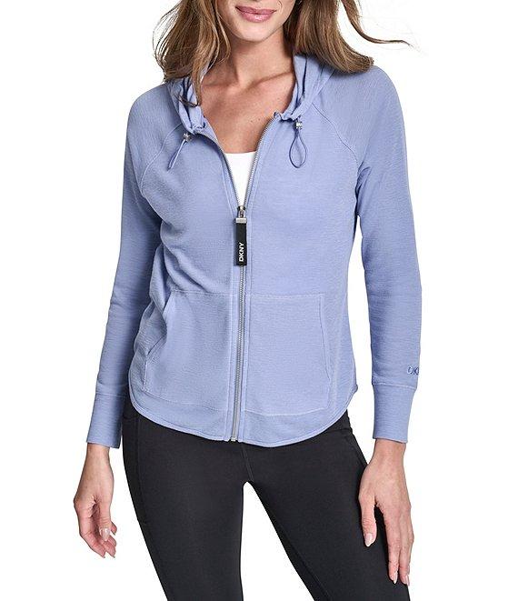DKNY Sport by Donna Karan Long Sleeve Full Zip Mini Slub Waffle Pocketed Hoodie Product Image