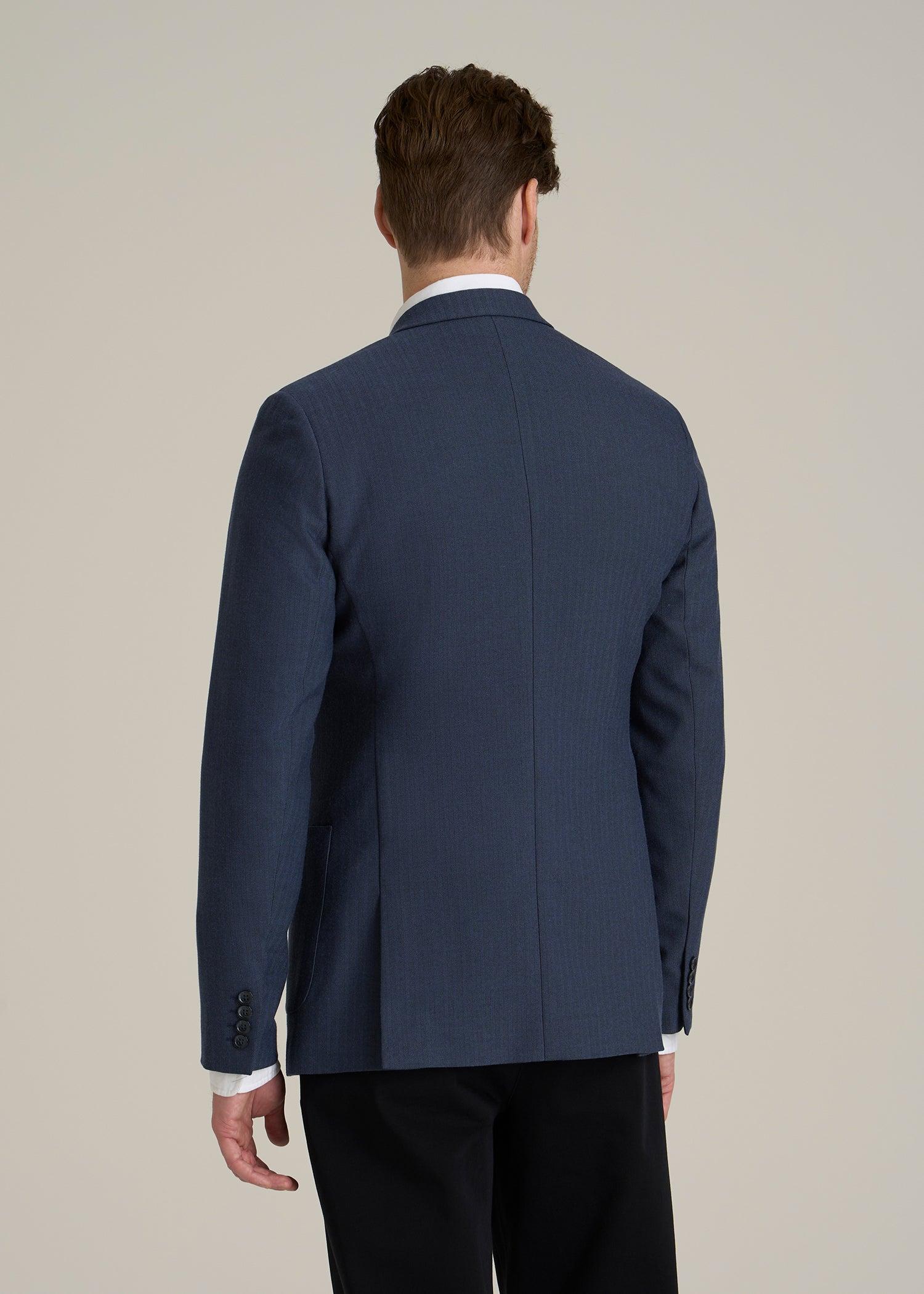Core Blazer for Tall Men in Navy Blue Herringbone Male Product Image