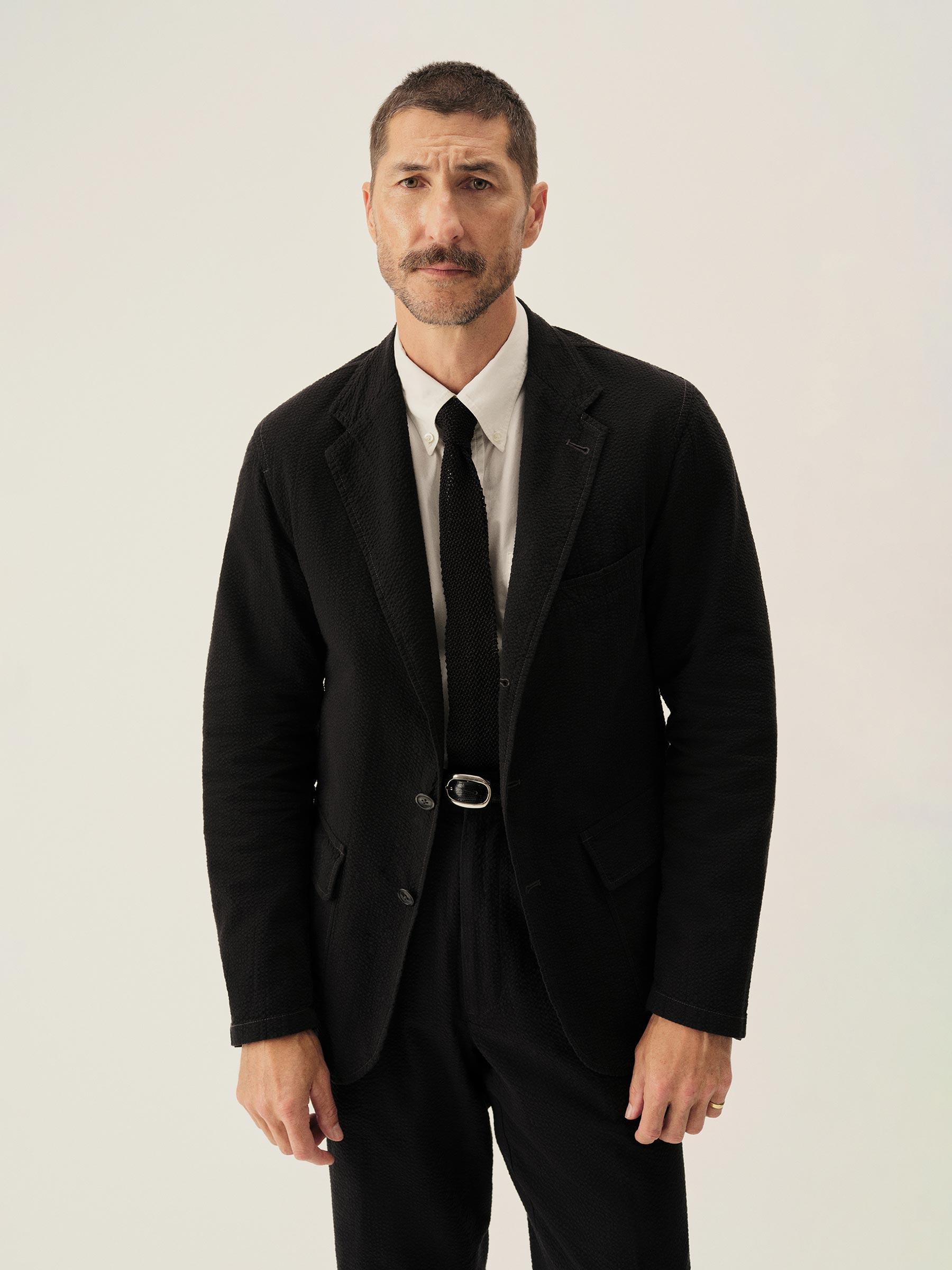 Black Lightweight Seersucker Carry-On Jacket Product Image