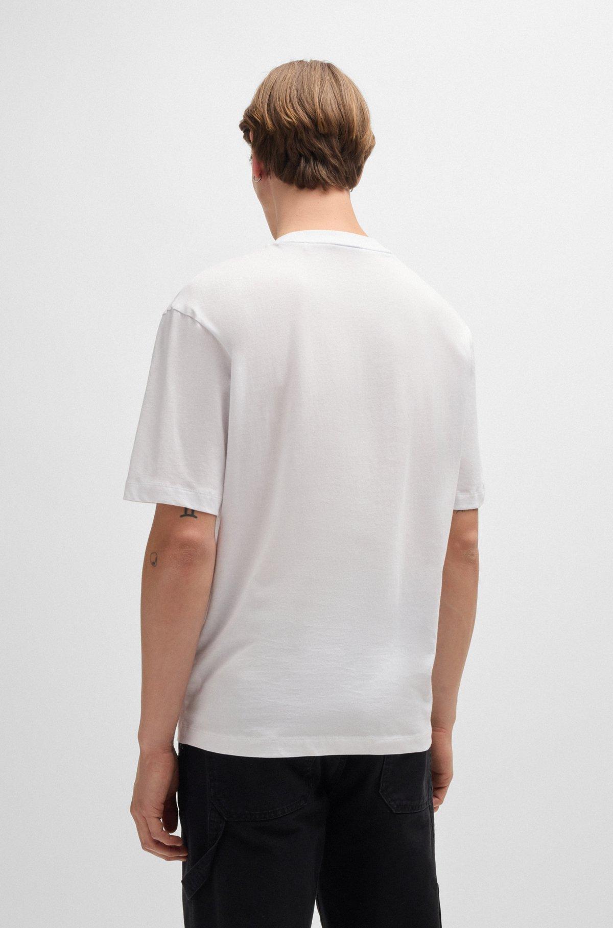 HUGO - Cotton-jersey T-shirt with logo artwork - White Product Image