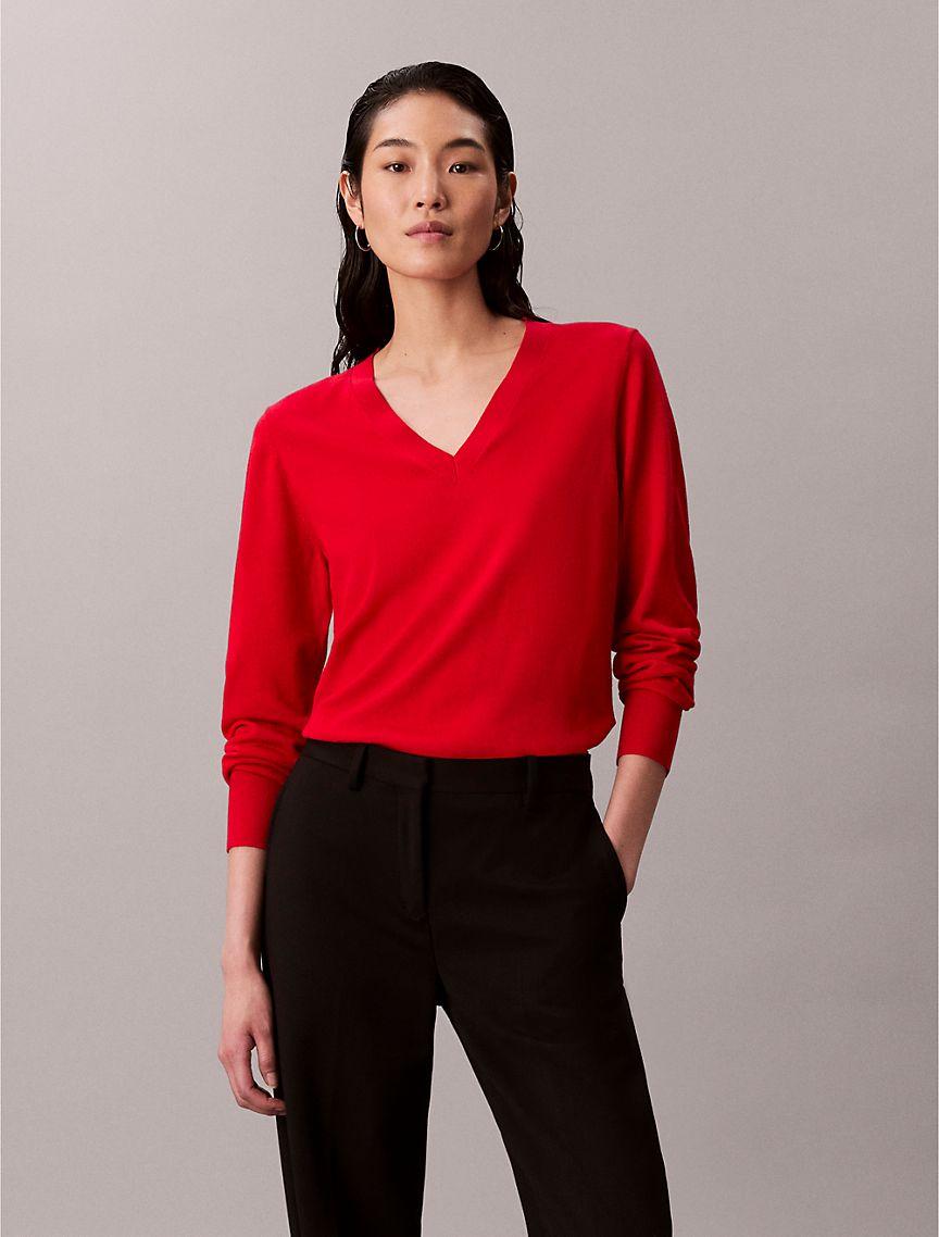 Merino Wool V-Neck Sweater Product Image