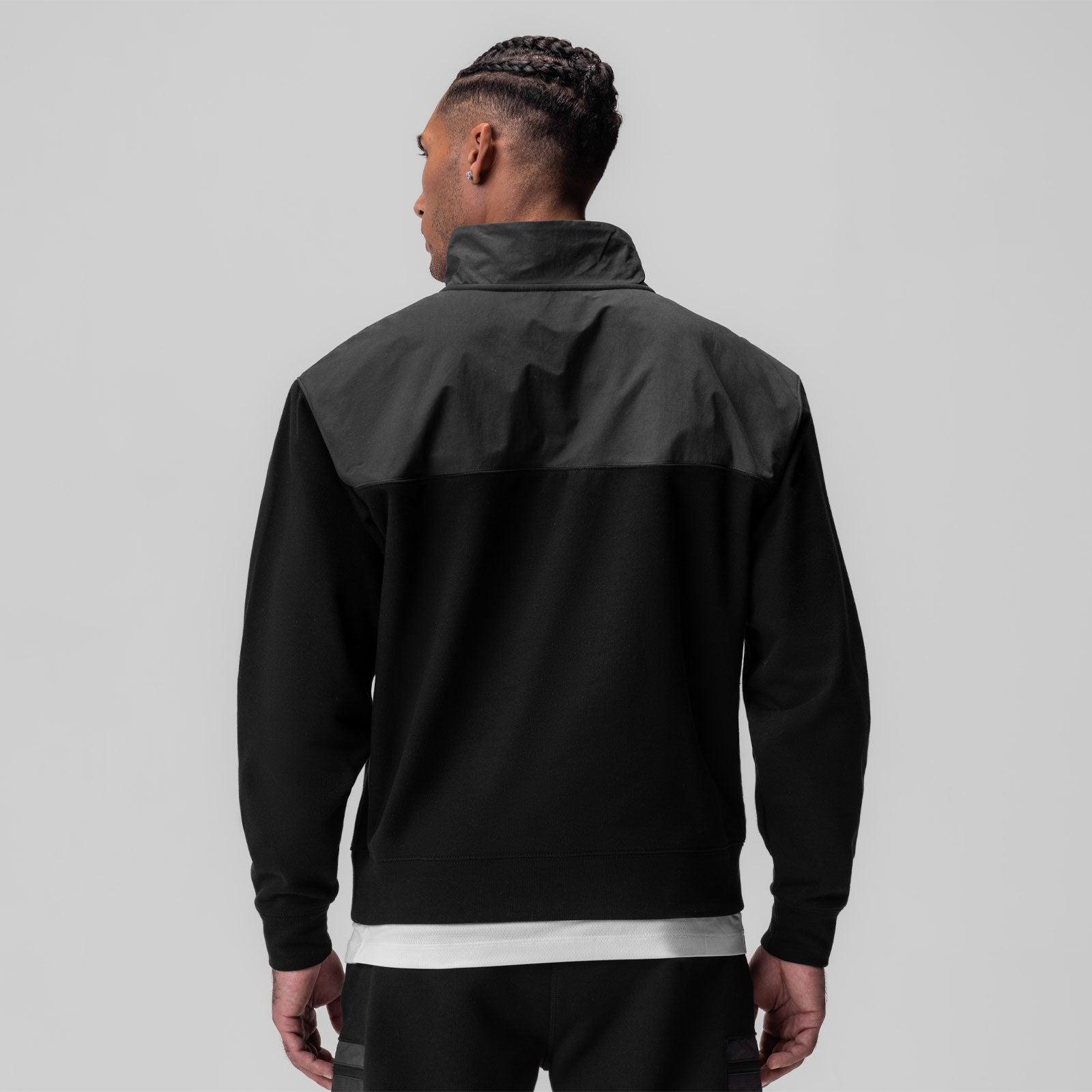 0903. Tech-Terry™ Paneled Quarter Zip - Black "Wave Dye" Product Image