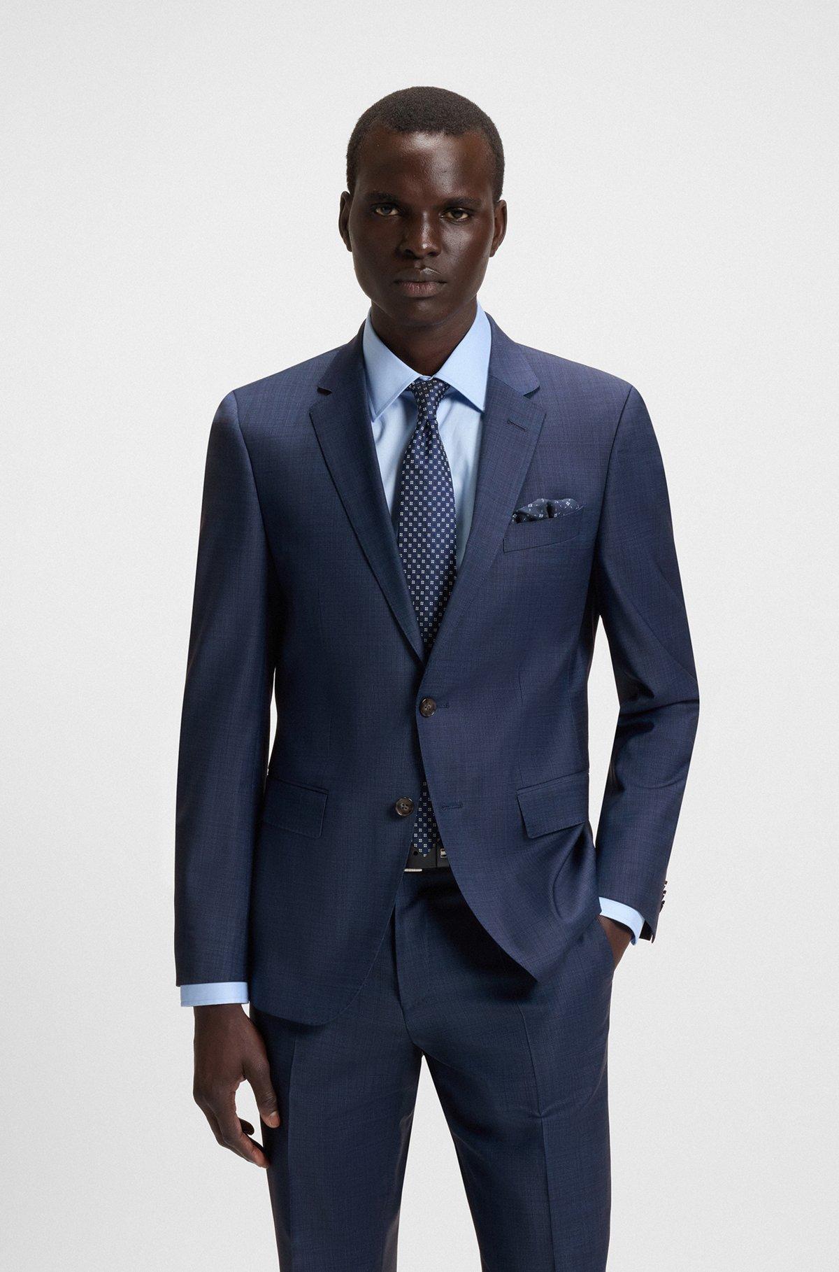 BOSS - Silk-blend tie with jacquard pattern - Dark Blue Product Image