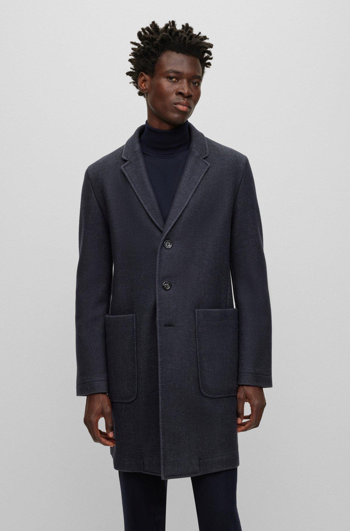 Slim-fit coat in a micro-patterned wool blend Product Image