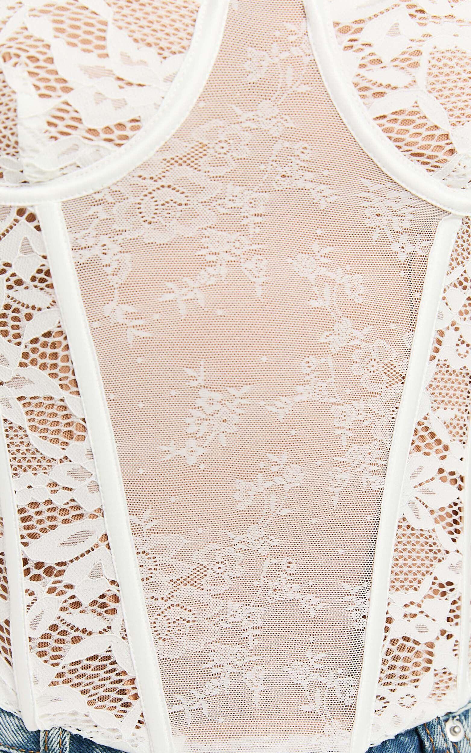 Paulina Top - Sweetheart Lace Corset Top in White Product Image